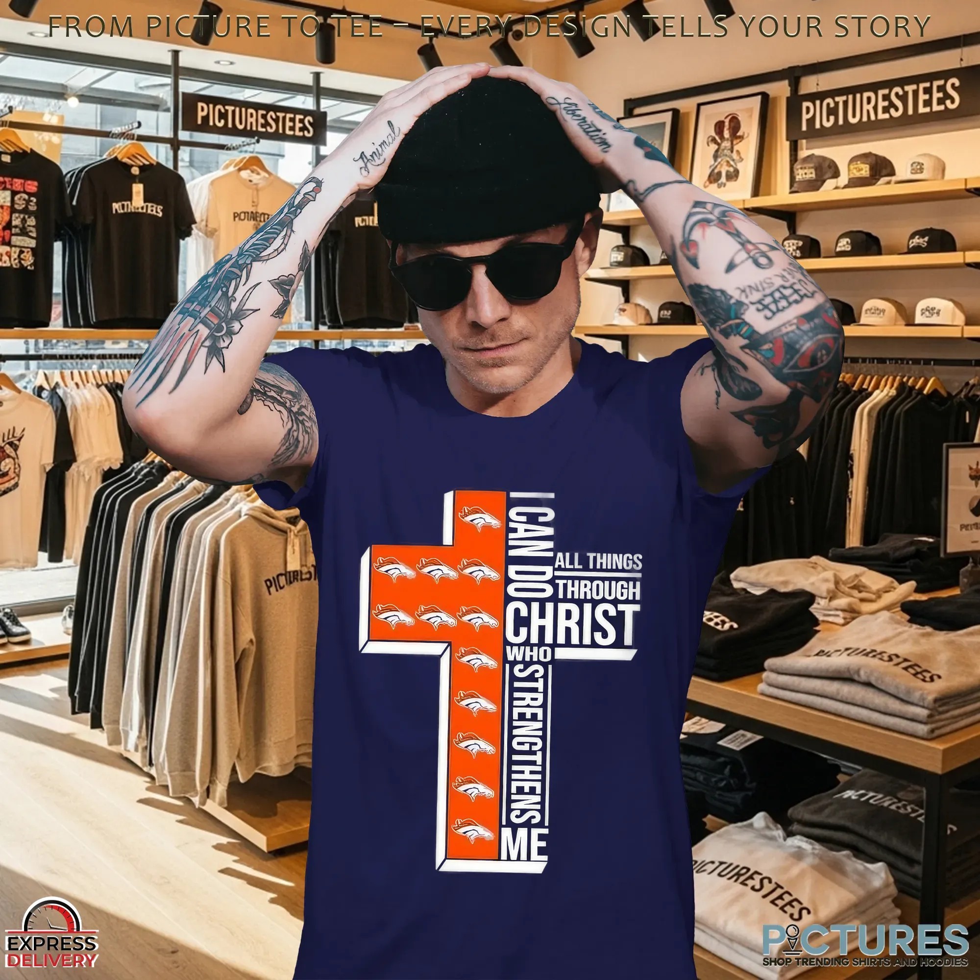 Cross I Can Do All Things Through Christ Who Strengthens Me Denver Broncos Christian Football Fan T Shirt