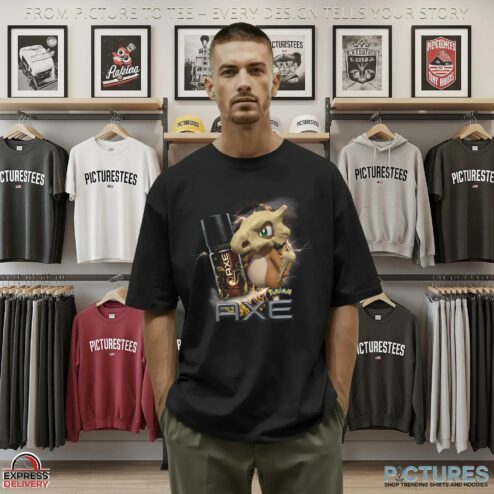 Cubone Pokémon Axe Body Spray Parody Retro Gamer and Pop Culture T Shirt