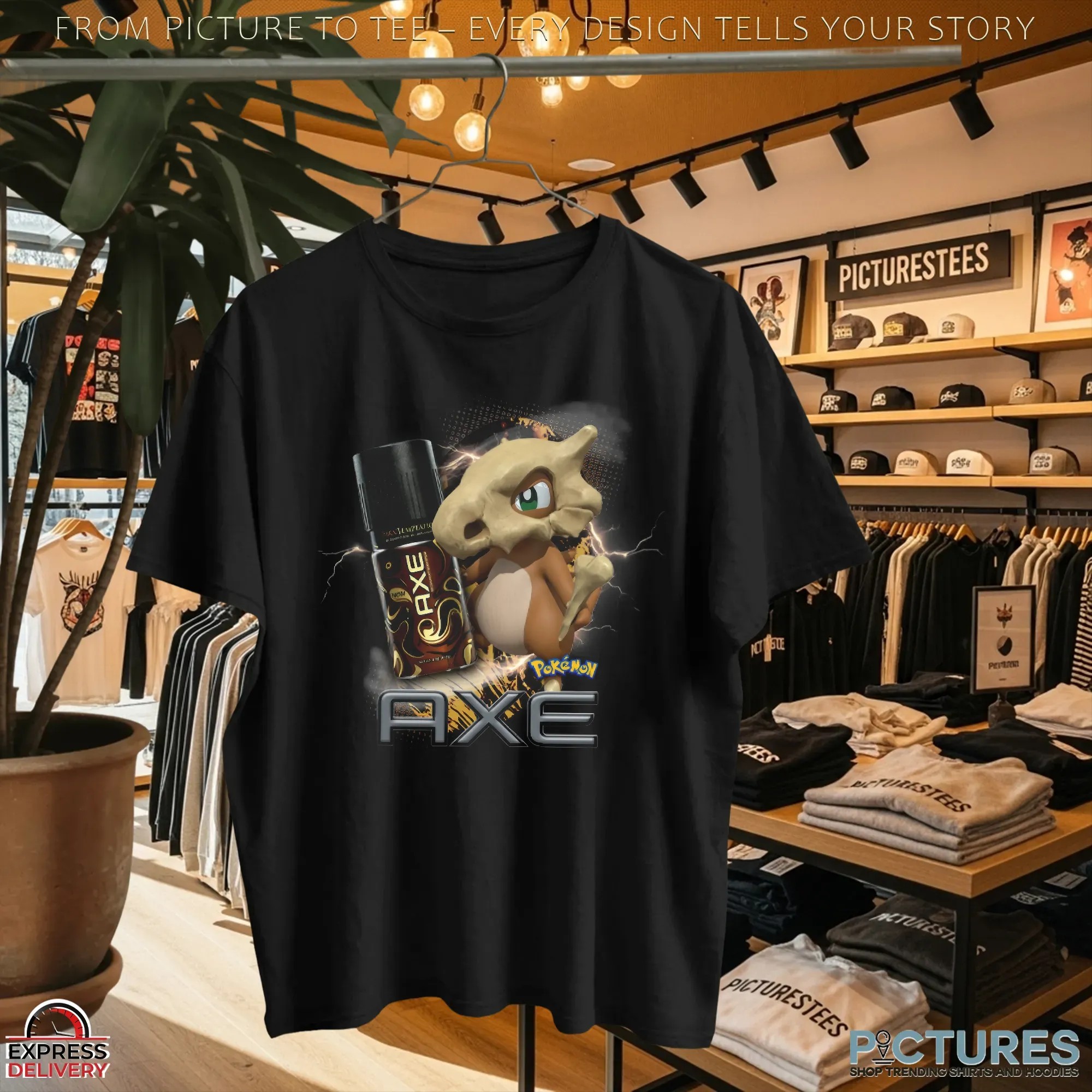 Cubone Pokémon Axe Body Spray Parody Retro Gamer and Pop Culture T Shirt