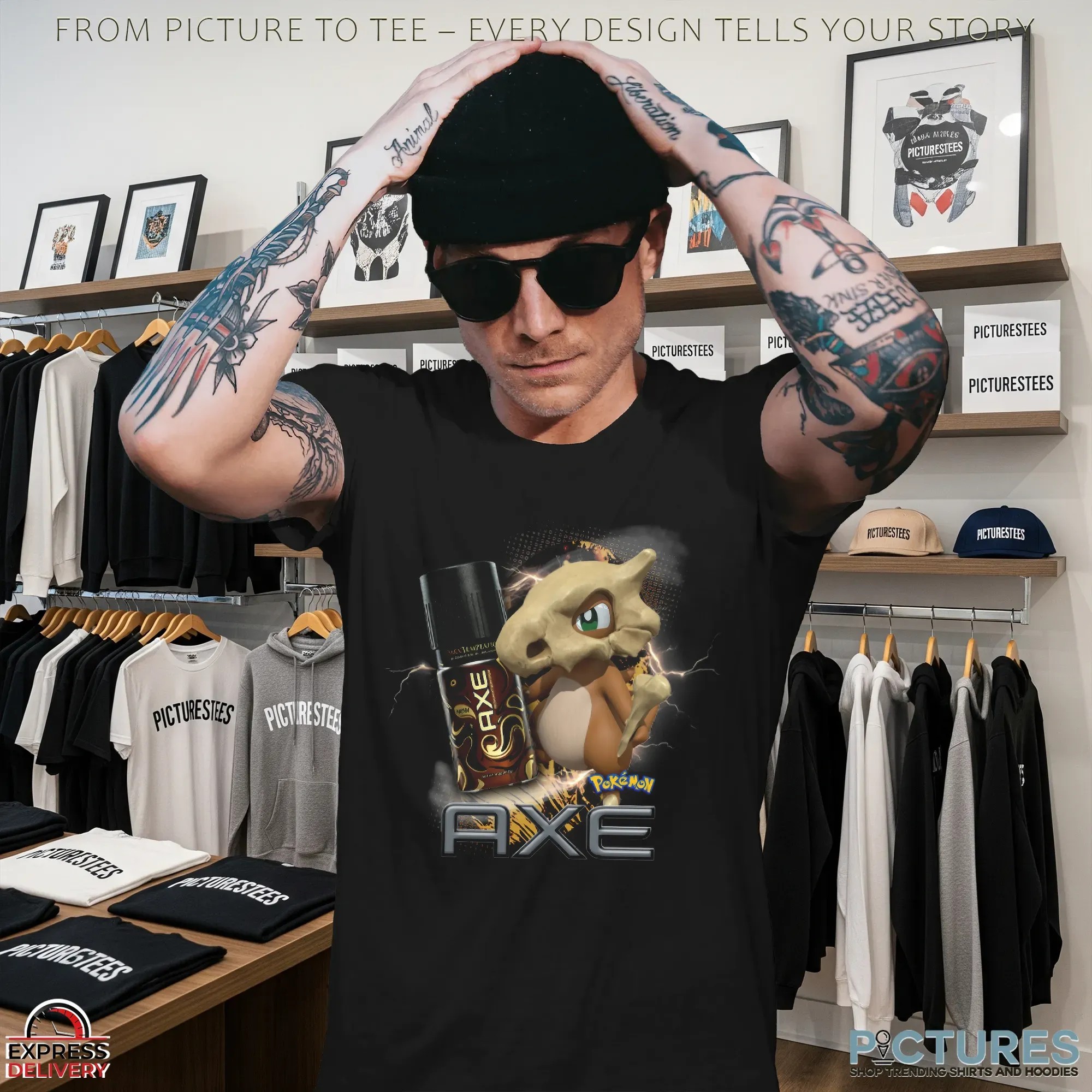 Cubone Pokémon Axe Body Spray Parody Retro Gamer and Pop Culture T Shirt