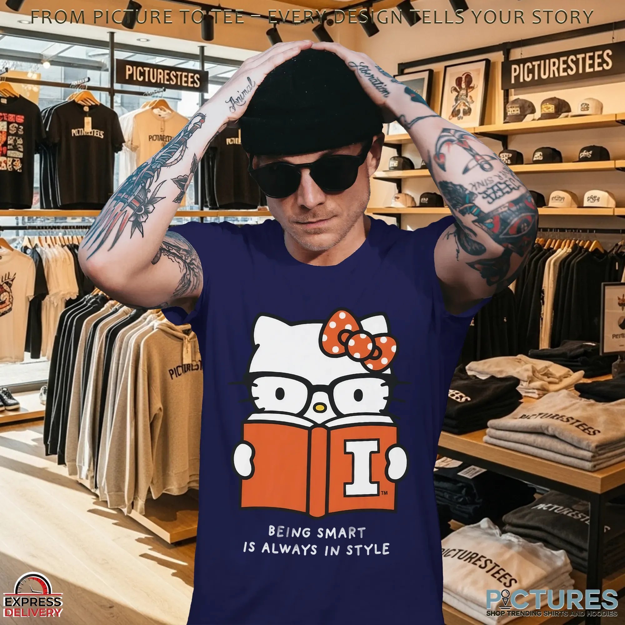 Dave Portnoy Hello Kitty Being Smart Is Always In Style Illinois Fighting Illini Football T Shirt