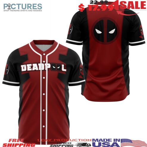 Deadpool Marvel Red Black Superhero Costume Comic Style Baseball Jersey