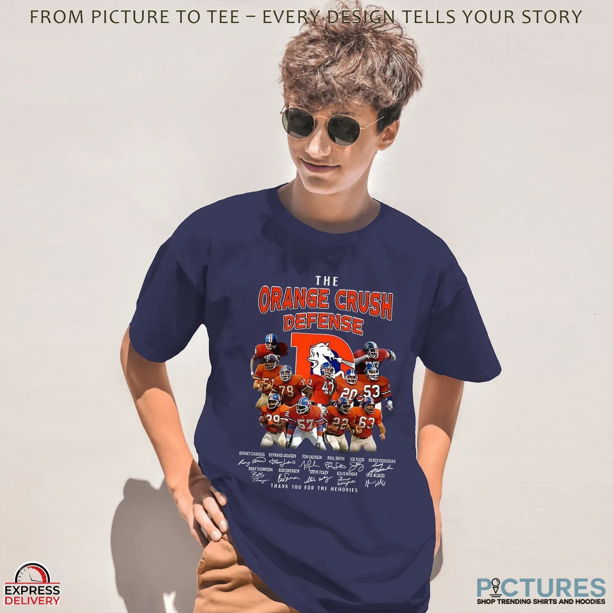Denver Broncos Football The Orange Crush Defense Thank You For The Memories Team Signatures T Shirt