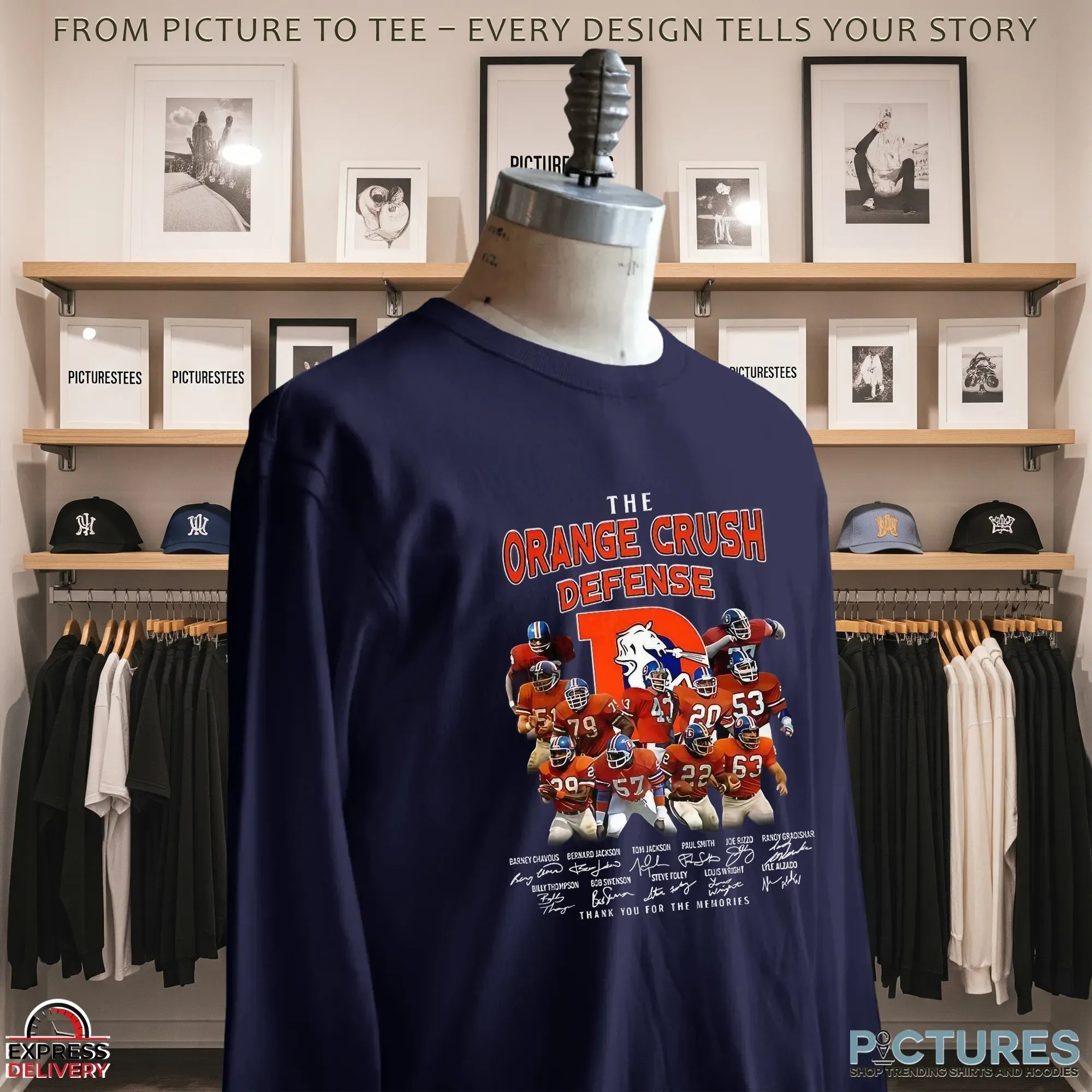 Denver Broncos Football The Orange Crush Defense Thank You For The Memories Team Signatures T Shirt
