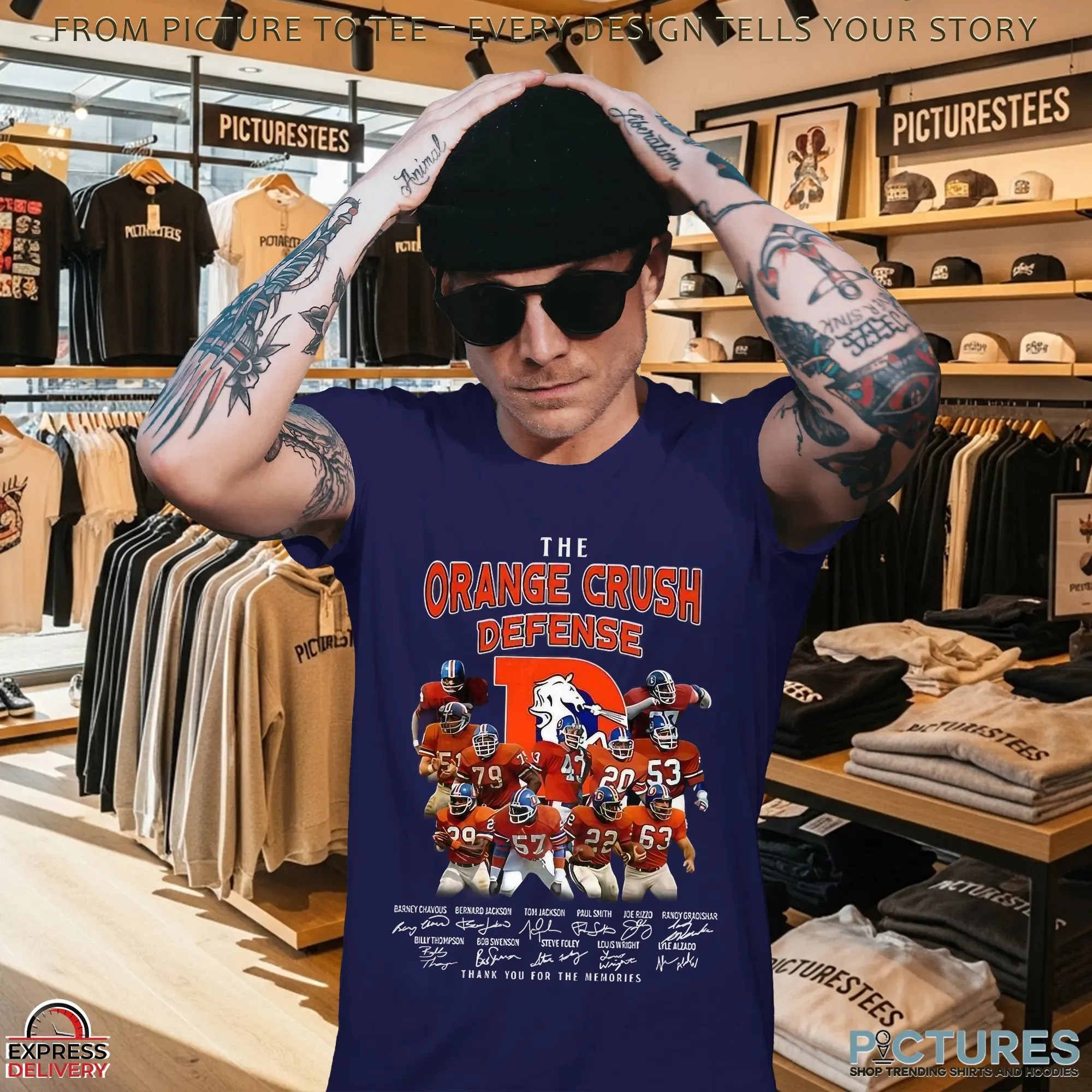 Denver Broncos Football The Orange Crush Defense Thank You For The Memories Team Signatures T Shirt