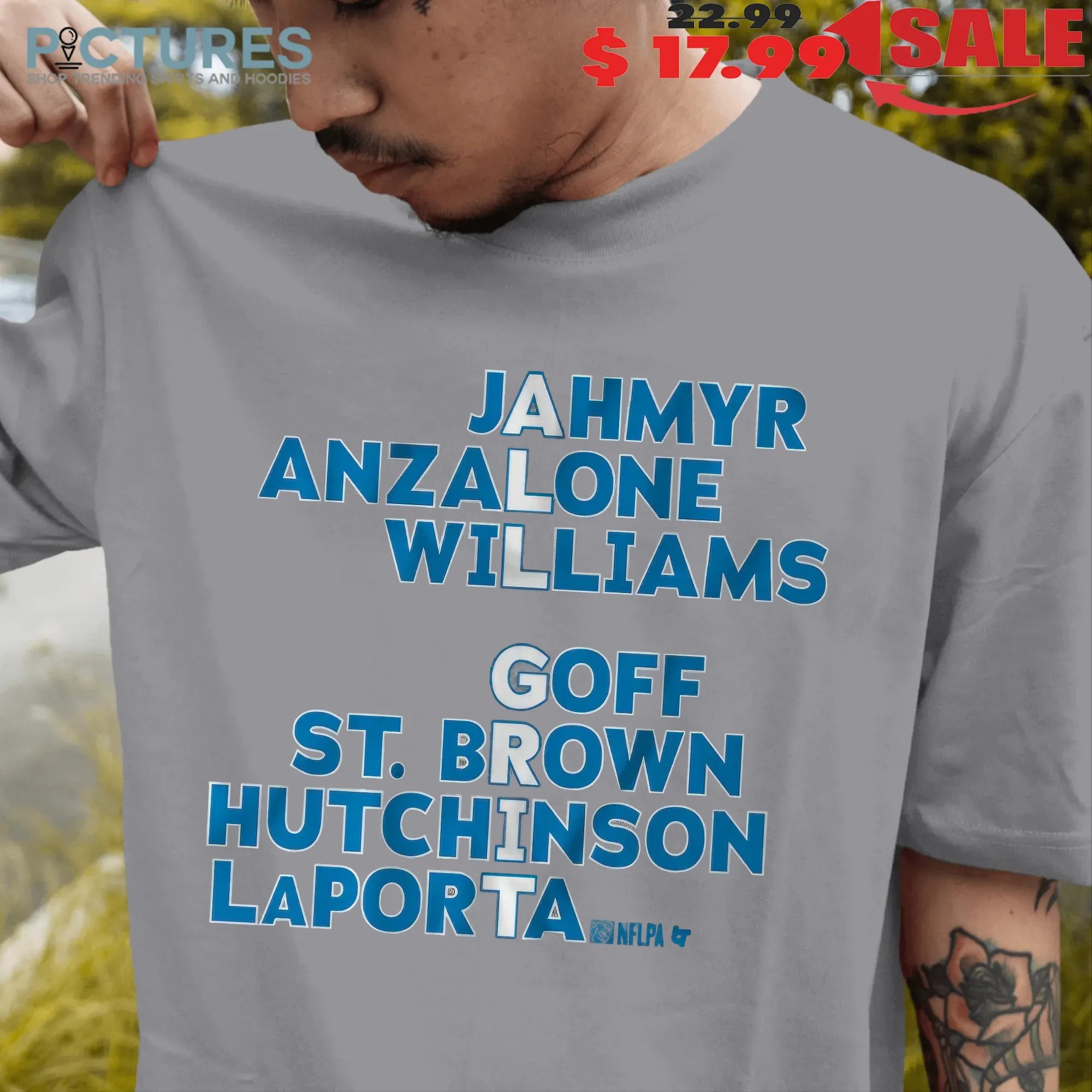Detroit All Grit Names Jahmyr Anzalone Williams Goff St Brown Hutchinson Laporta T Shirt
