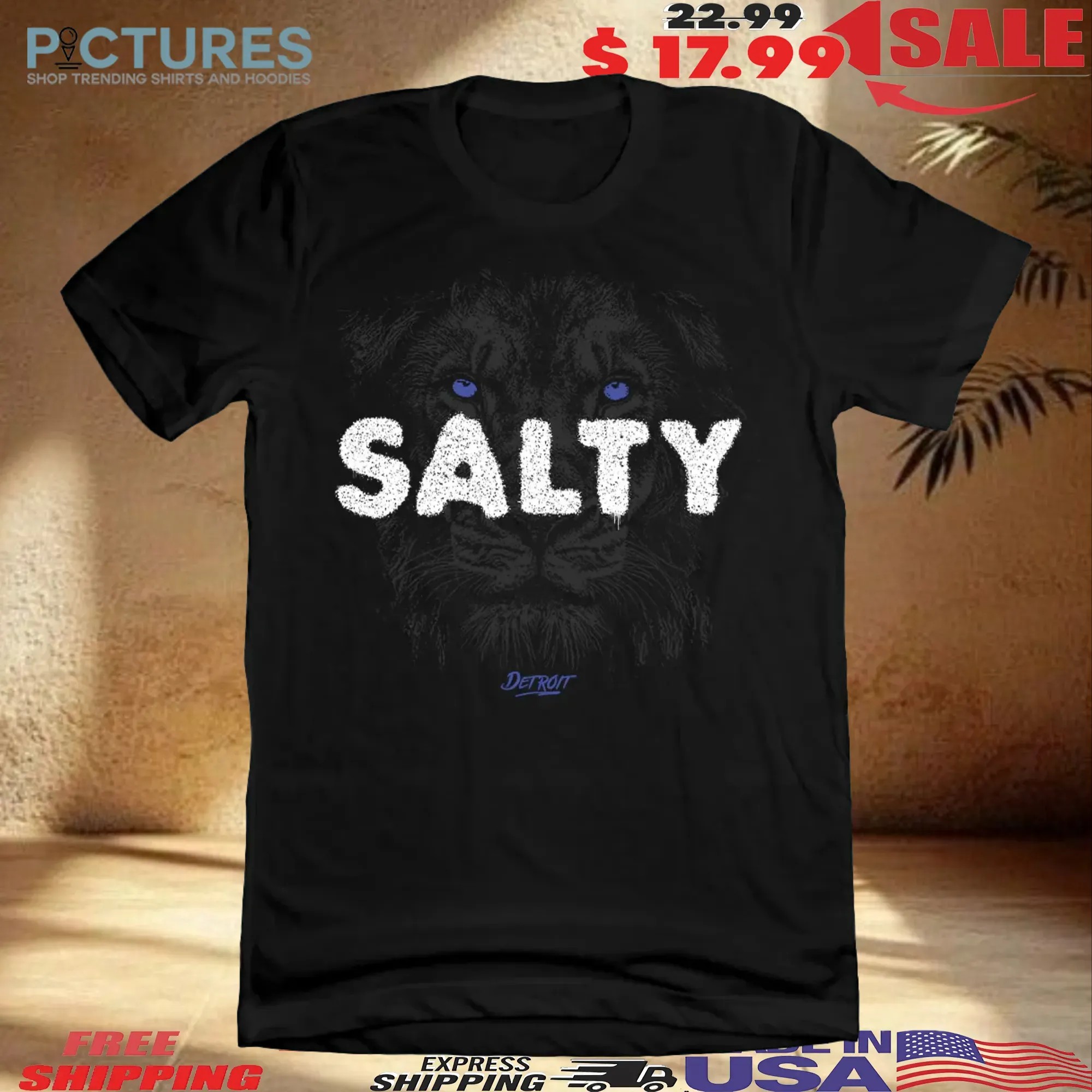 Detroit Football Salty Hidden Lion T Shirt