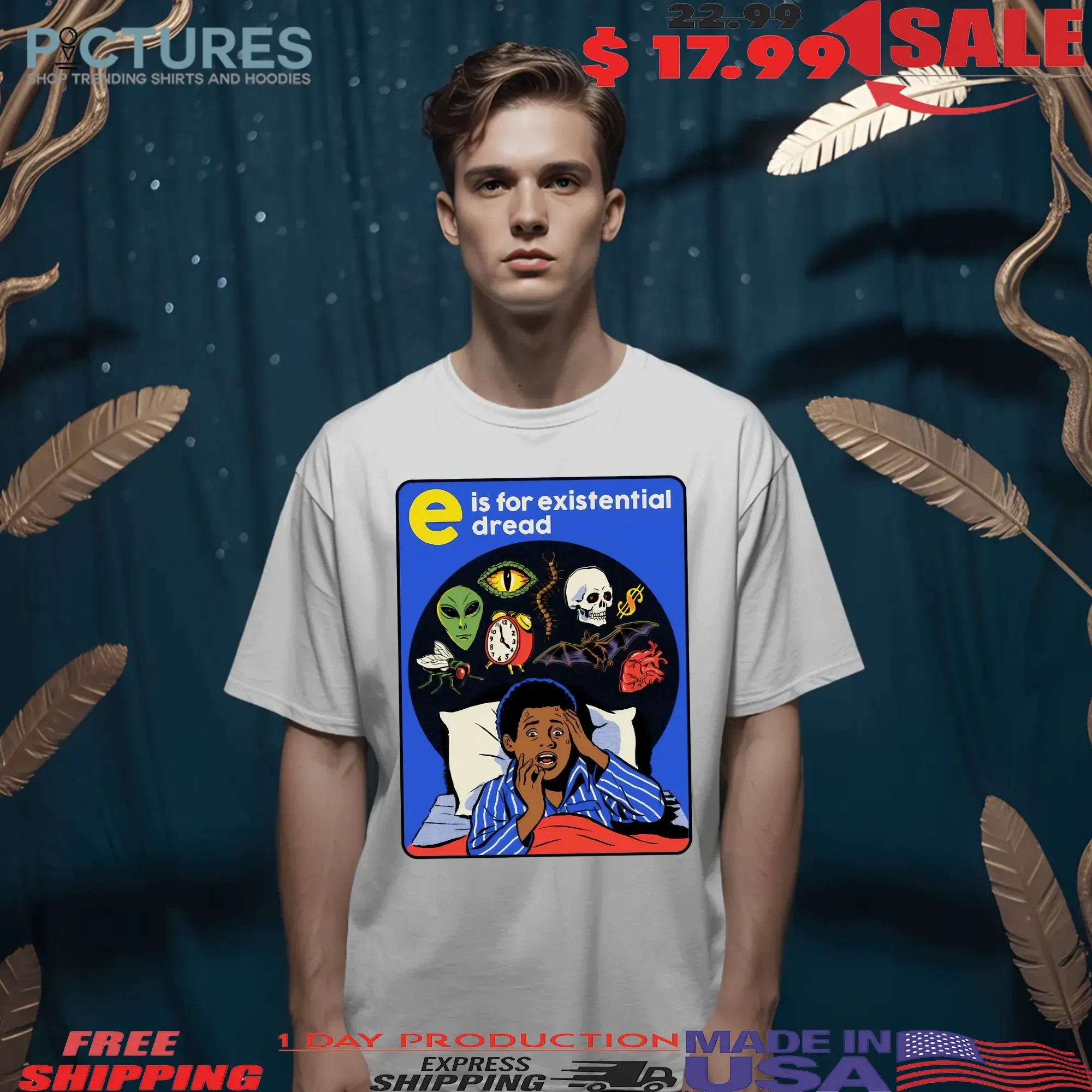 E is for Existential Dread Retro Anxiety Comic Horro Halloween T Shirt