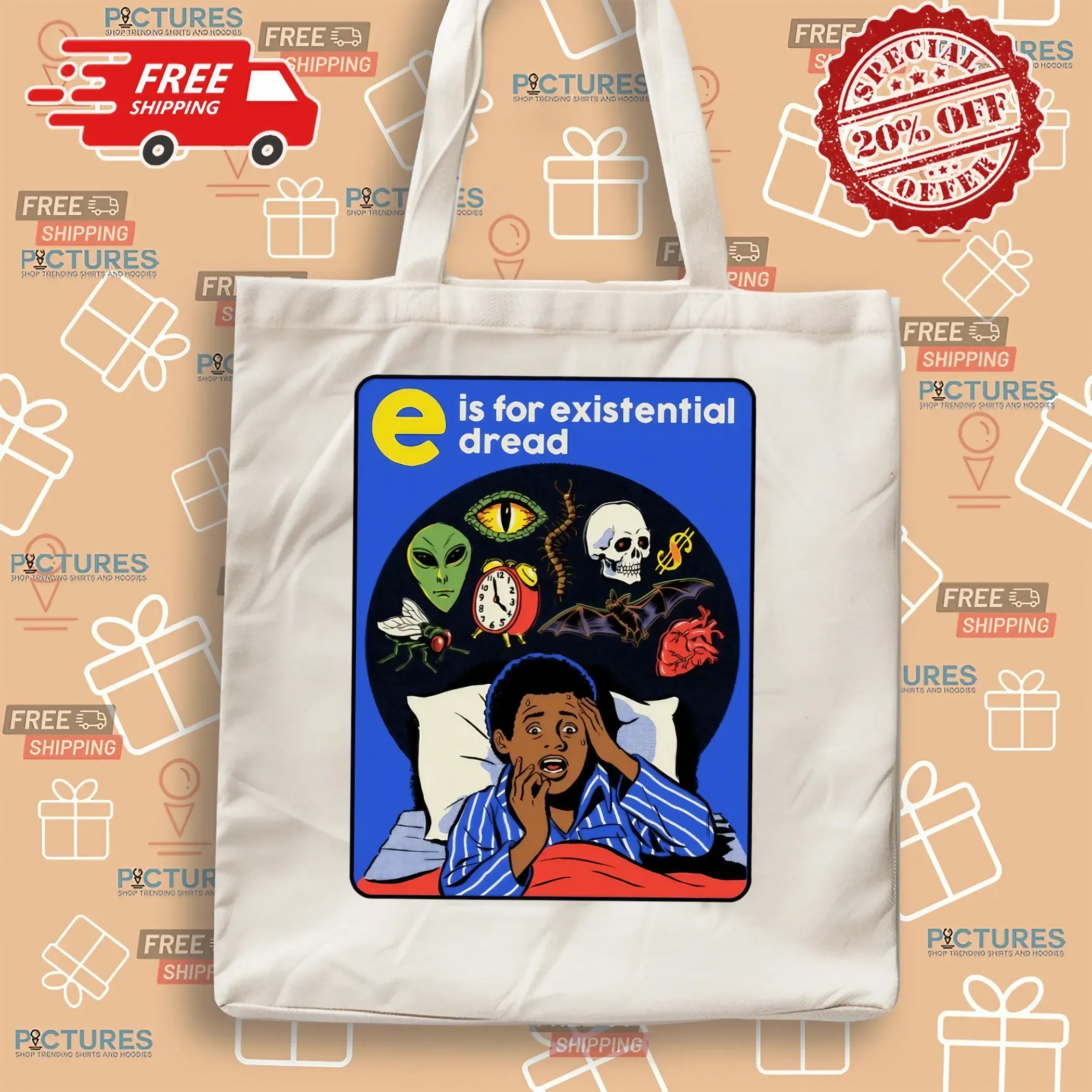 E is for Existential Dread Retro Anxiety Comic Horro Halloween T Shirt