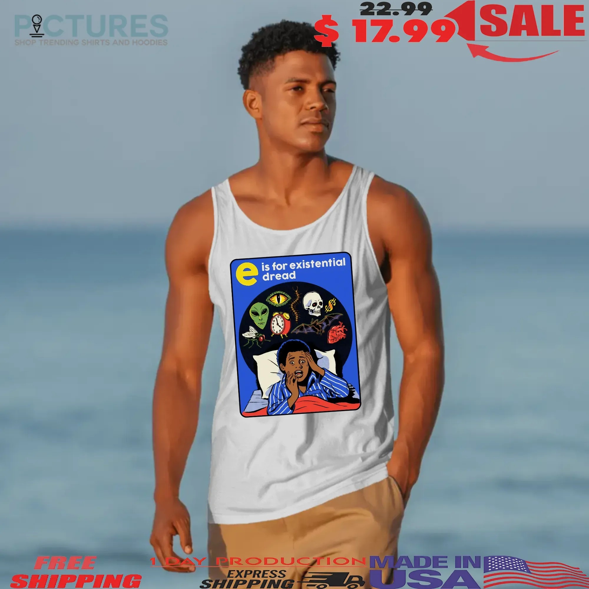 E is for Existential Dread Retro Anxiety Comic Horro Halloween T Shirt