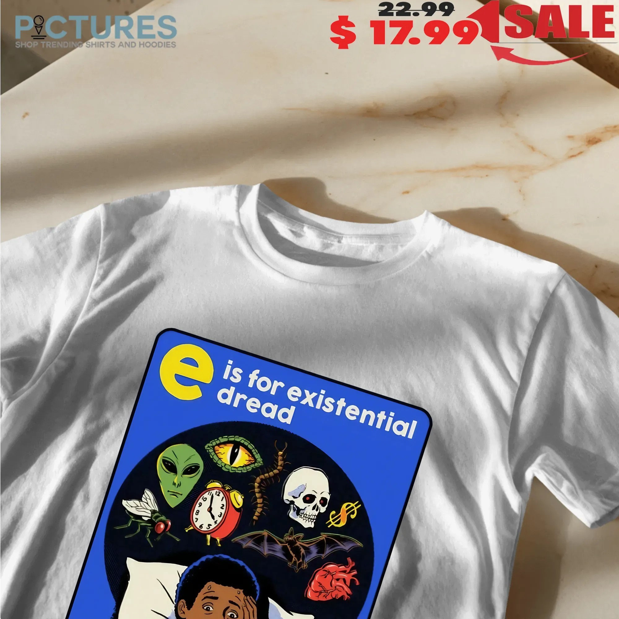 E is for Existential Dread Retro Anxiety Comic Horro Halloween T Shirt