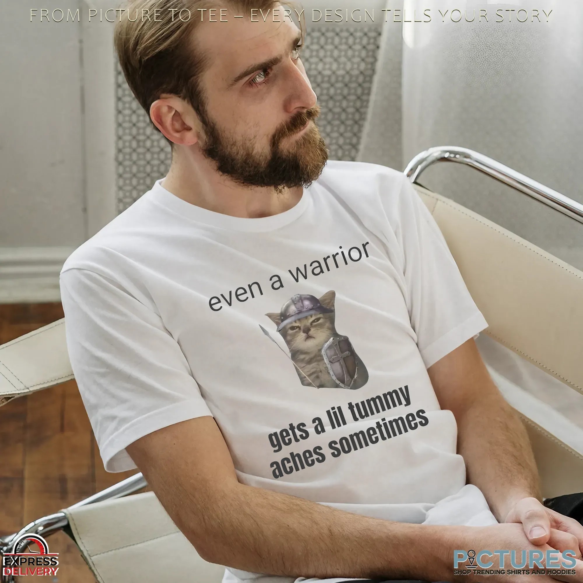 Even A Warrior Gets A Lil Tummy Aches Sometimes Cat Meme T Shirt