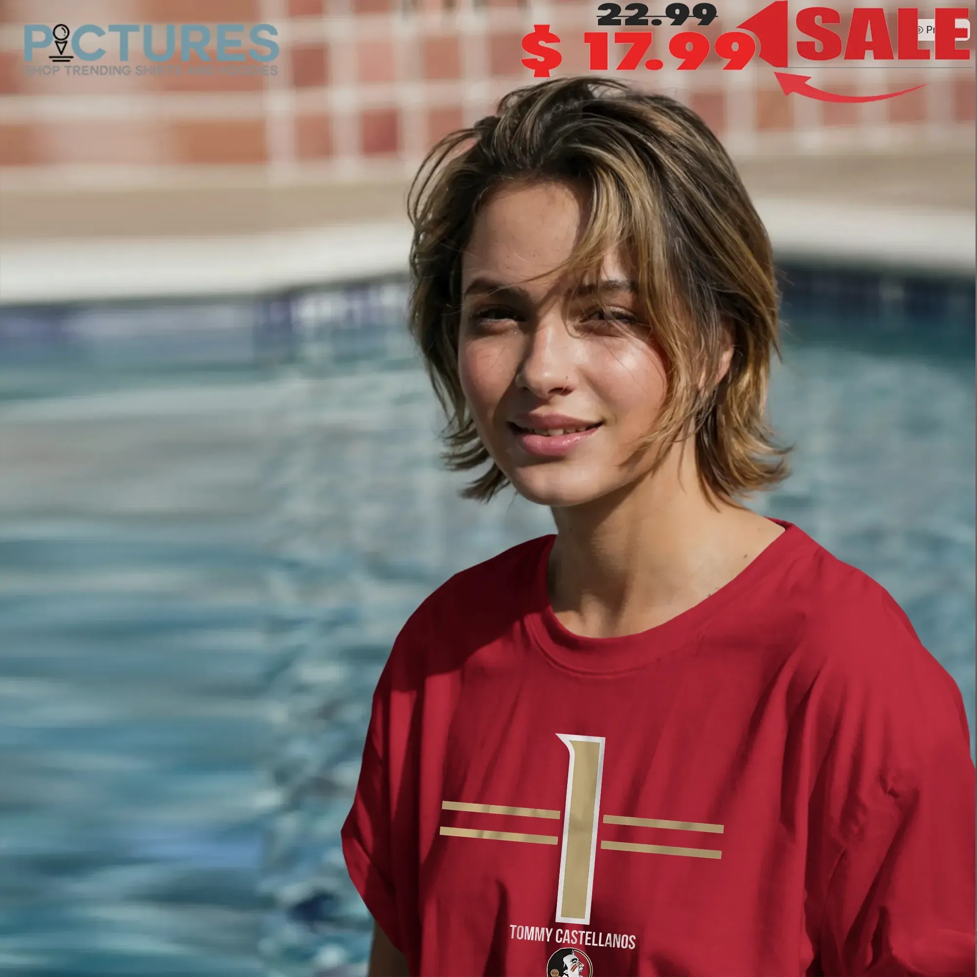 FSU Florida State Seminoles Football Tommy Castellanos 1 Stripe T Shirt