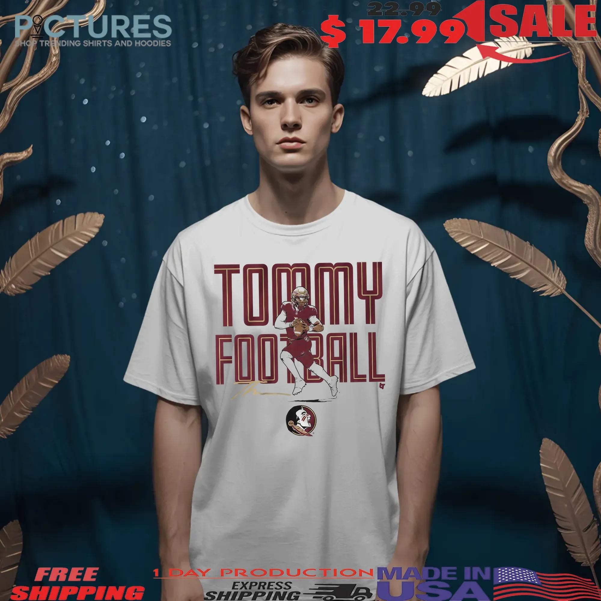 FSU Florida State Seminoles Tommy Castellanos Tommy Football Signature T Shirt