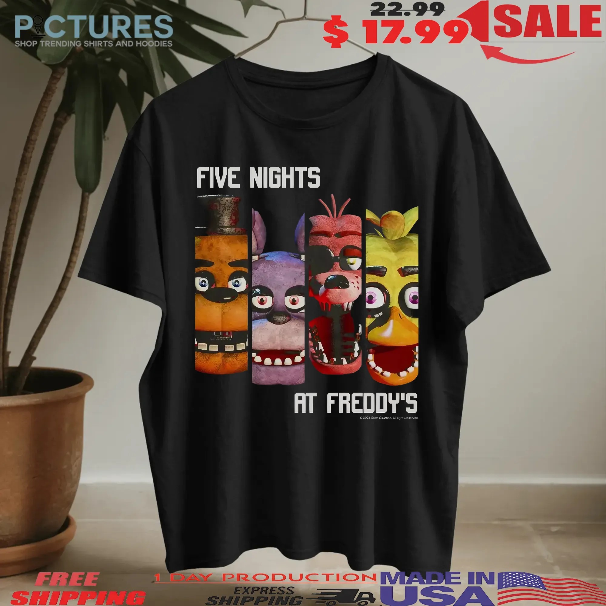 Five Nights At Freddy's Character Panels Halloween T Shirt