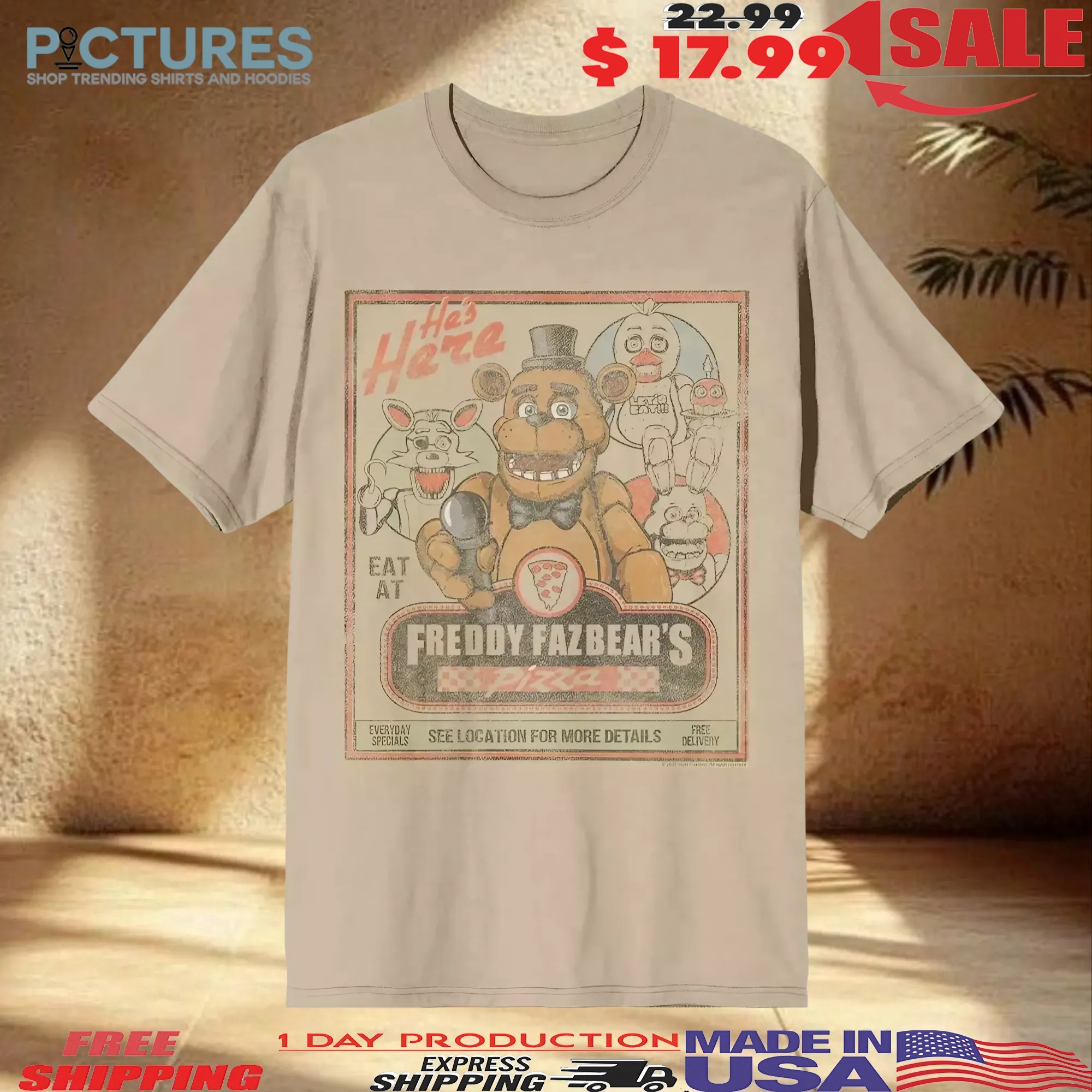 Five Nights At Freddy's Freddy Fazbear's Pizza T Shirt