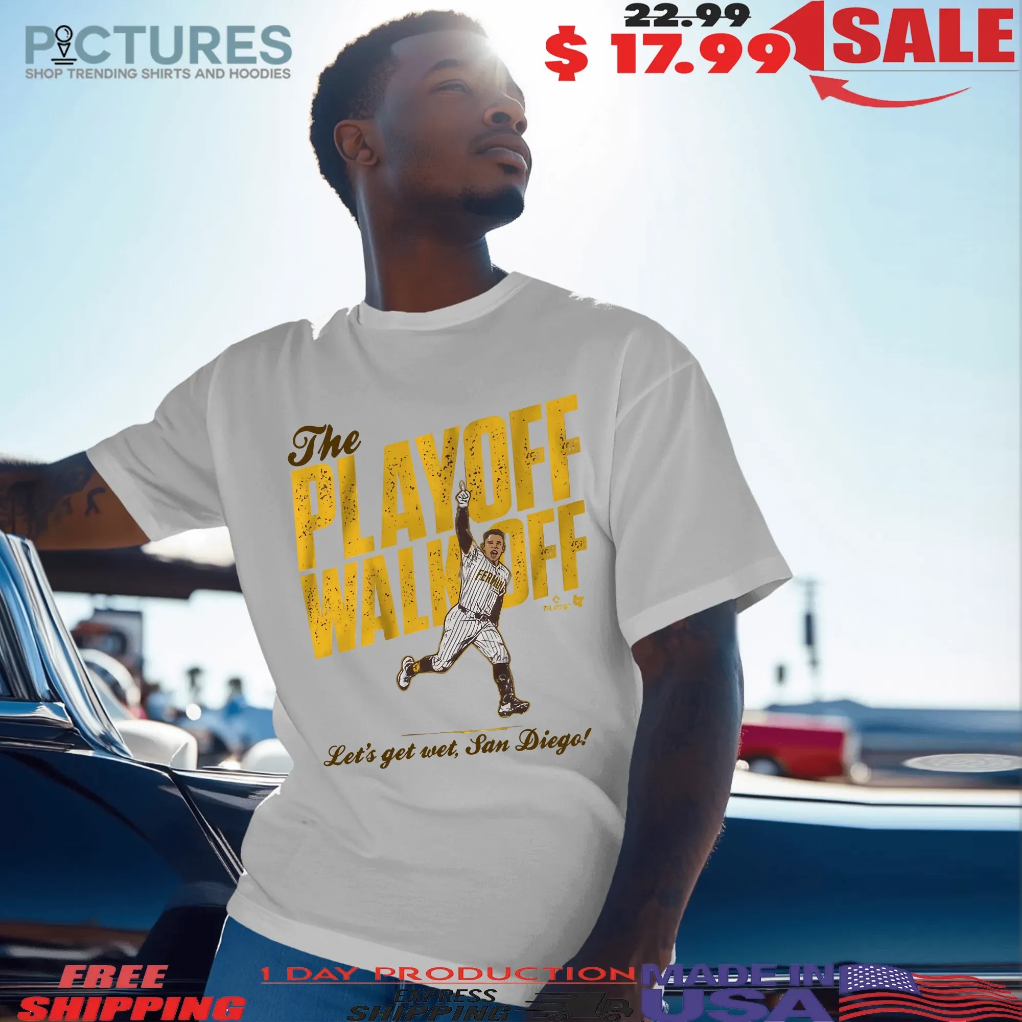 Freddy Fermin The Playoff Walk-Off Let's Get Wet San Diego Padres Baseball T Shirt