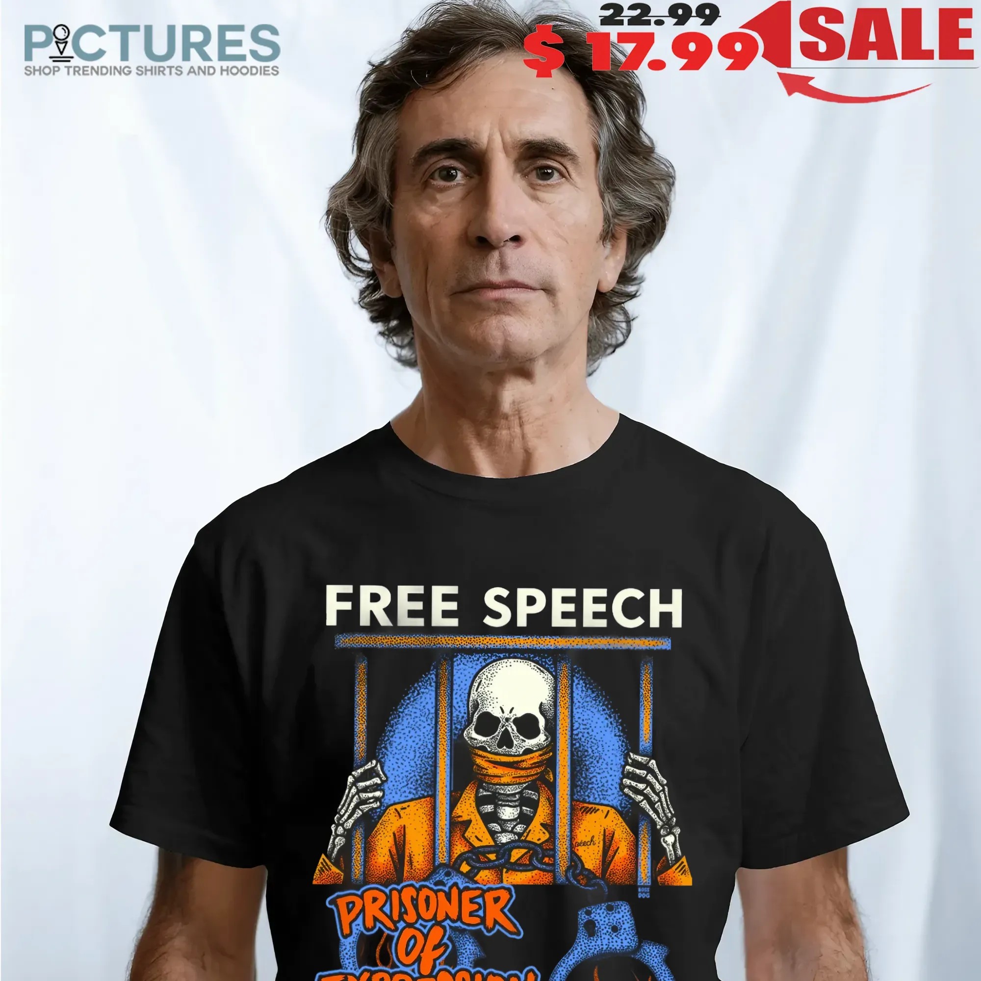Free Speech Prisoner Of Expression Wrongfully Accused By Wannabe Dictator Ding Dongs Skeleton T Shirt