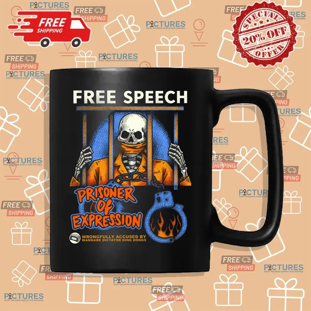Free Speech Prisoner Of Expression Wrongfully Accused By Wannabe Dictator Ding Dongs Skeleton T Shirt