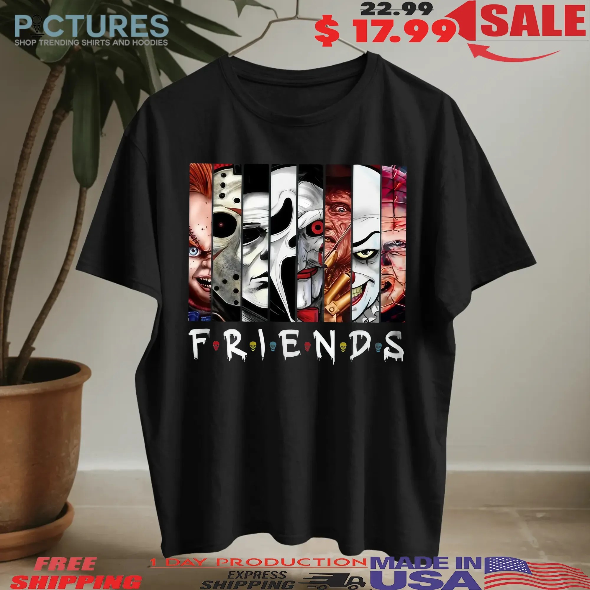 Friends Horror Movie Characters Halloween Parody T Shirt