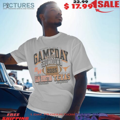 Gameday Showdown Sam Houston State Bearkats And Texas Longhorns Football 2025 Vintage T Shirt