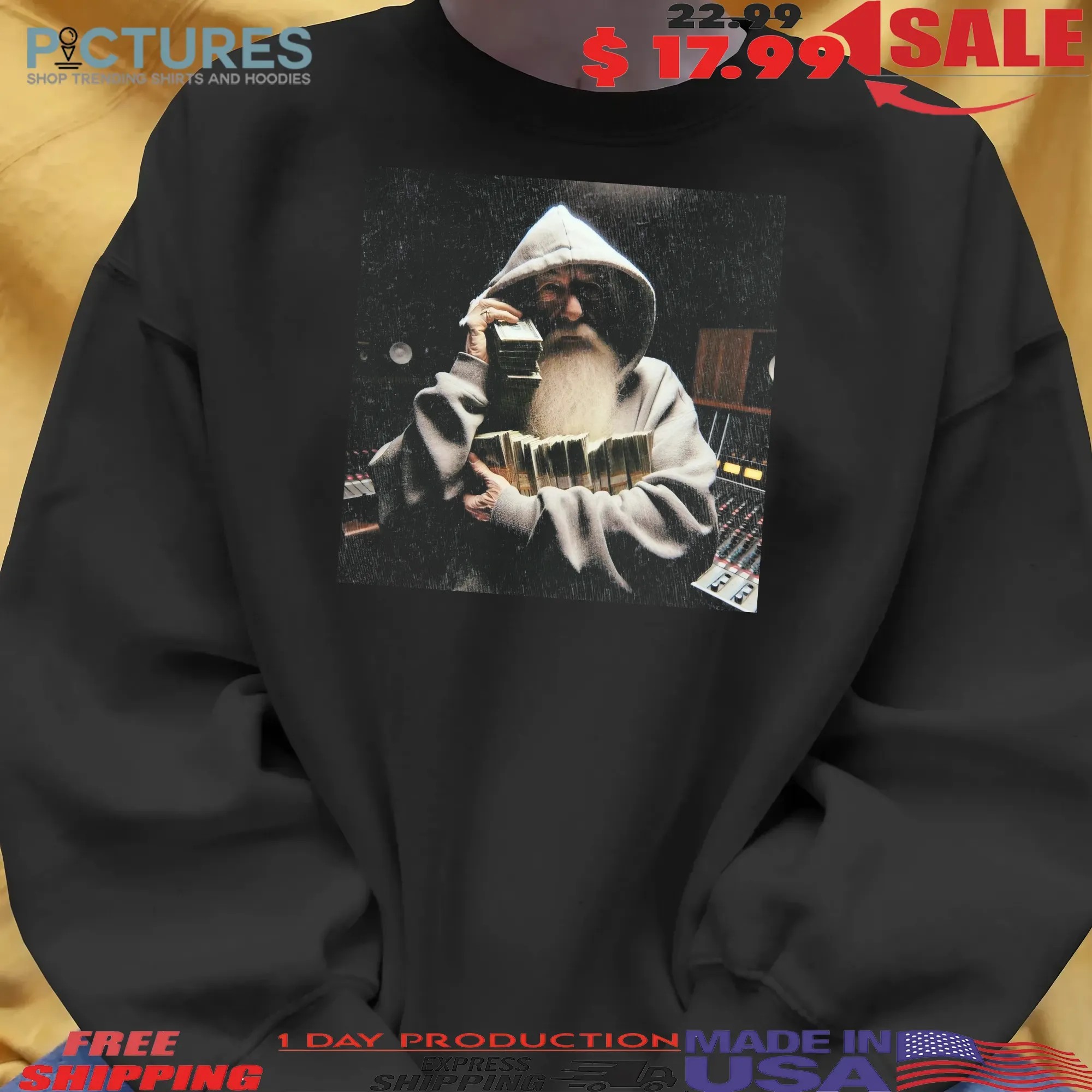 Gandalf Gangsta Santa Hoodie Money Stacks Hip Hop Streetwear T Shirt