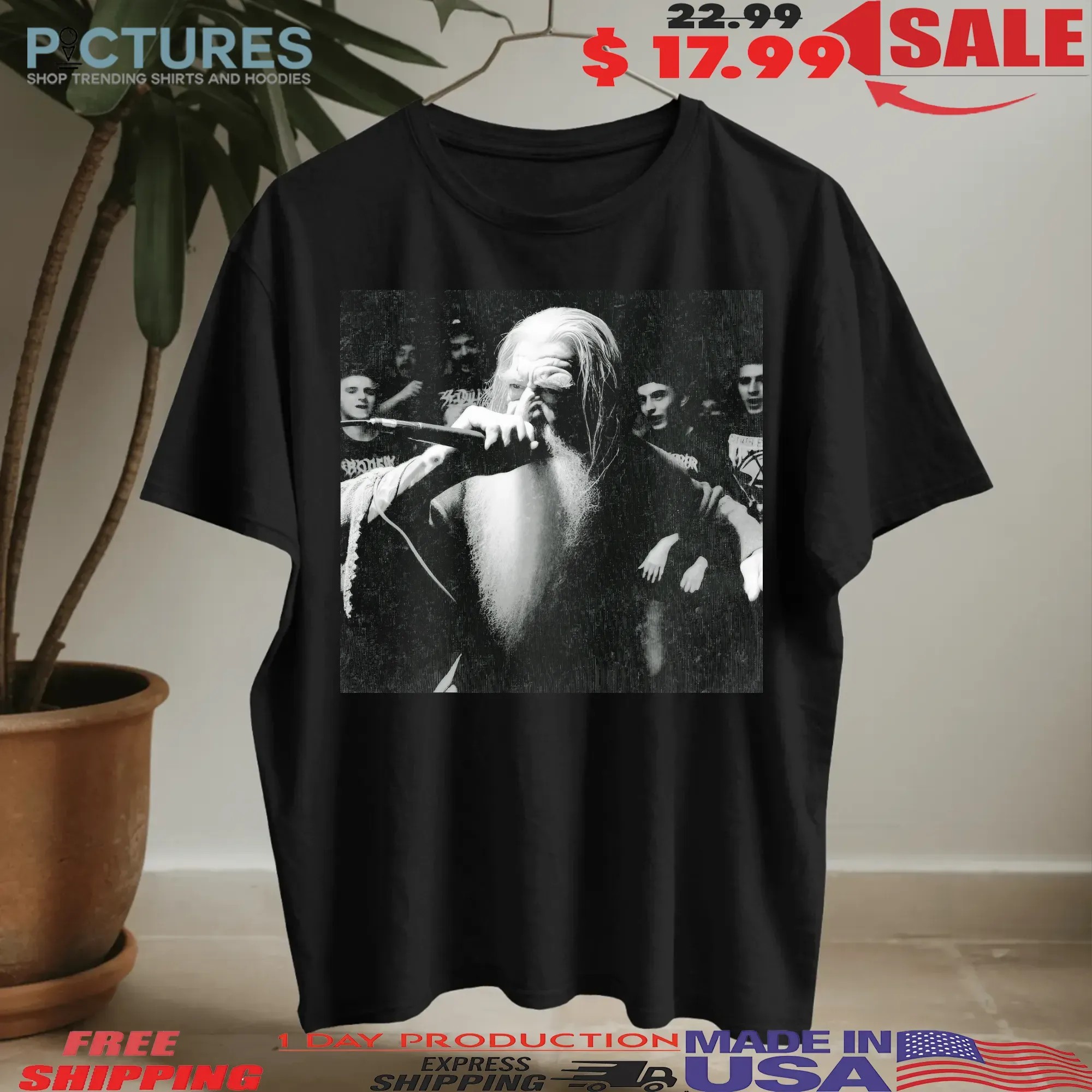 Gandalf Metal Concert Black And White Vintage Meme T Shirt