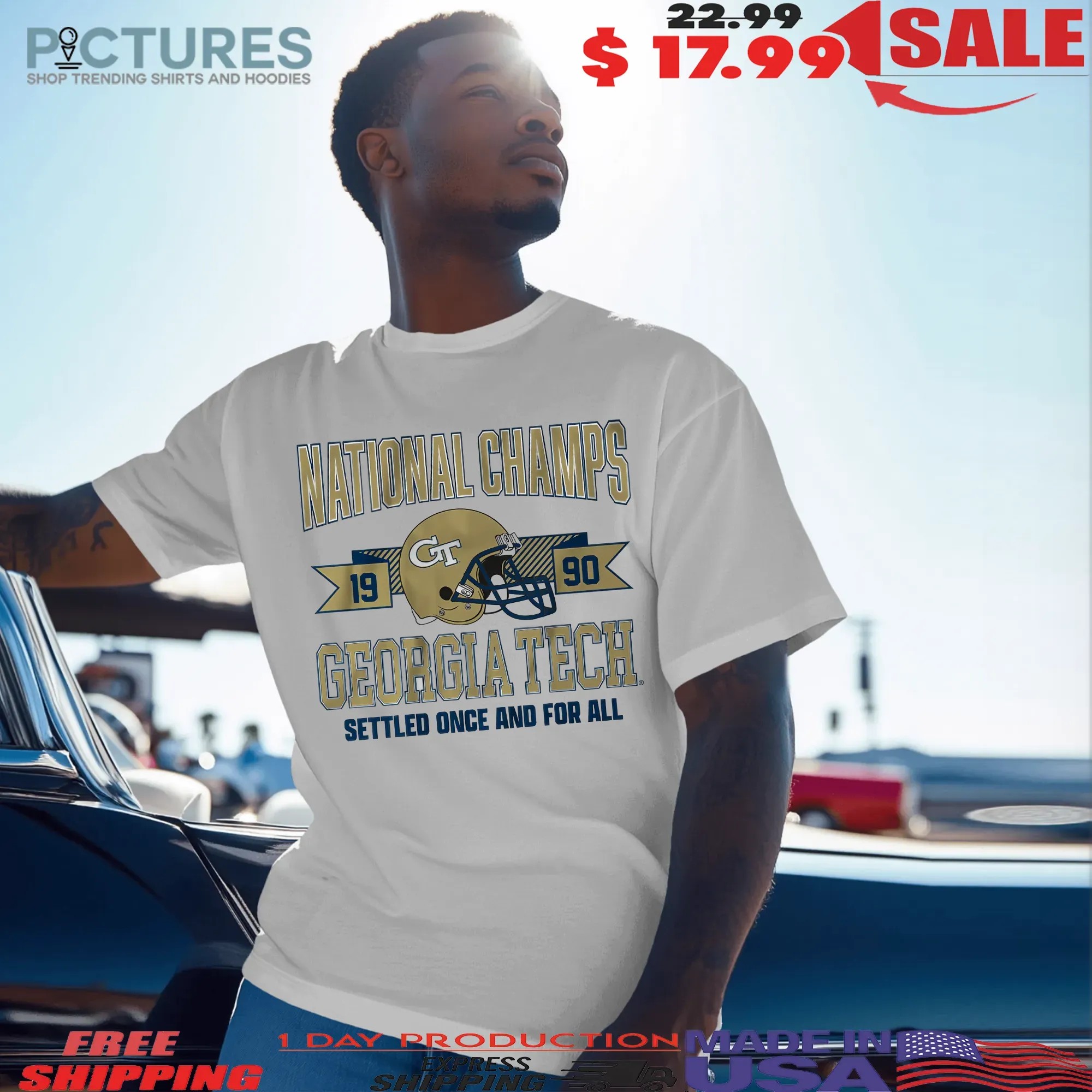 Georgia Tech Football 1990 National Champs Settled Once And For All Helmet Vintage T Shirt