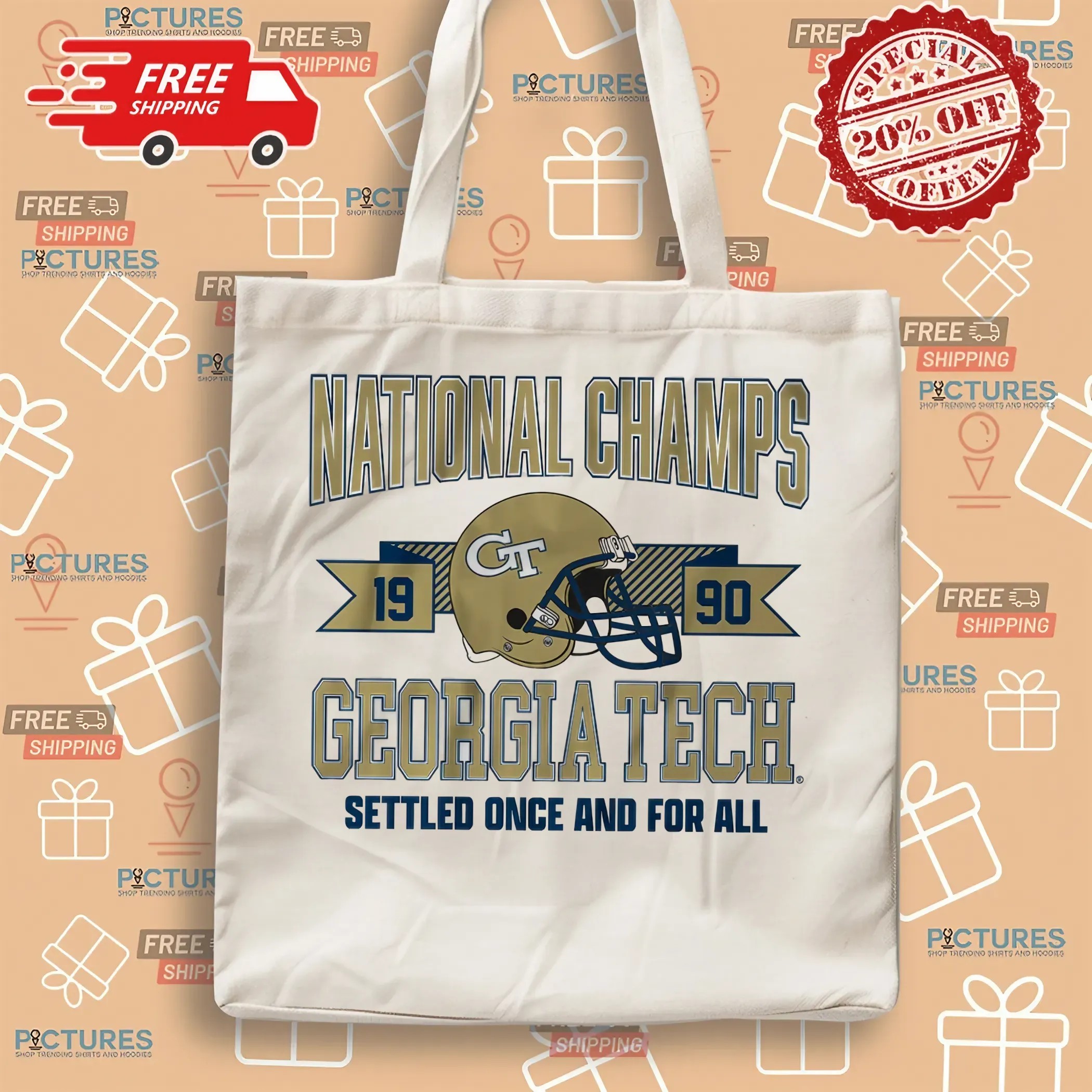 Georgia Tech Football 1990 National Champs Settled Once And For All Helmet Vintage T Shirt