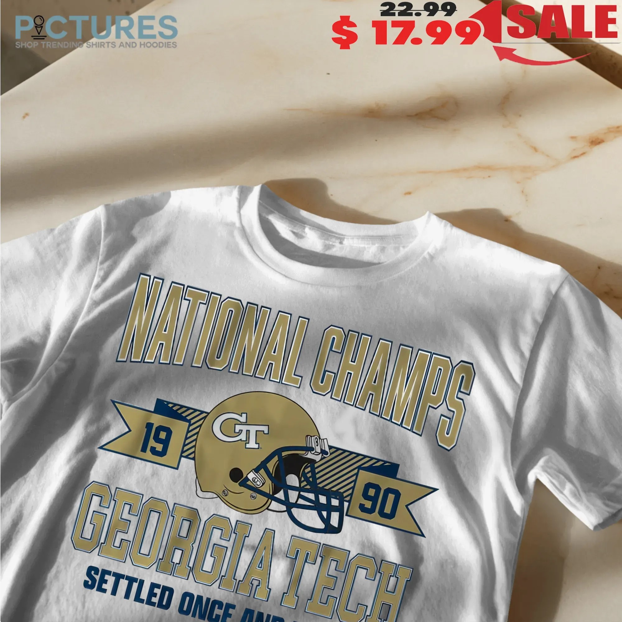 Georgia Tech Football 1990 National Champs Settled Once And For All Helmet Vintage T Shirt