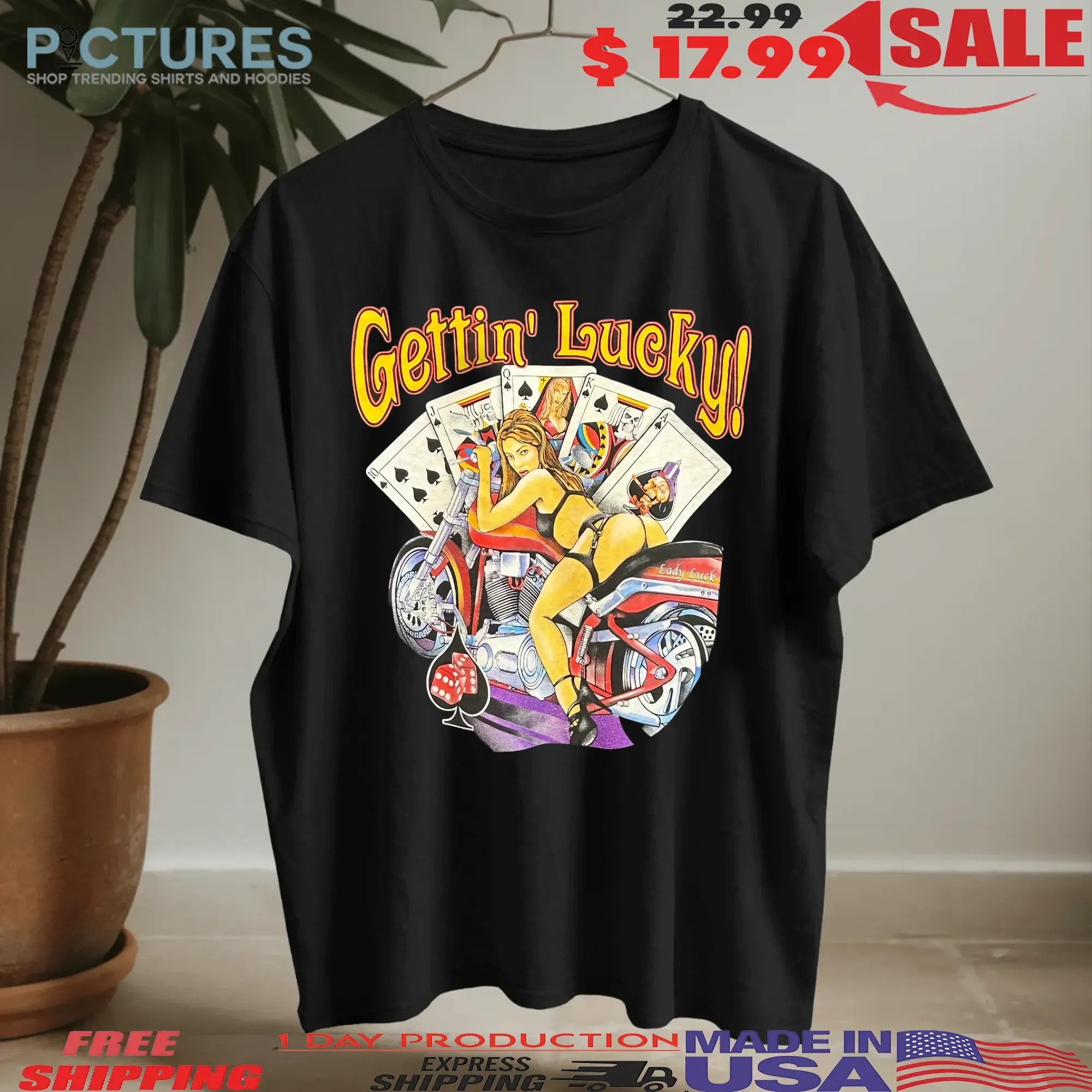 Gettin’ Lucky Biker LS T Shirt