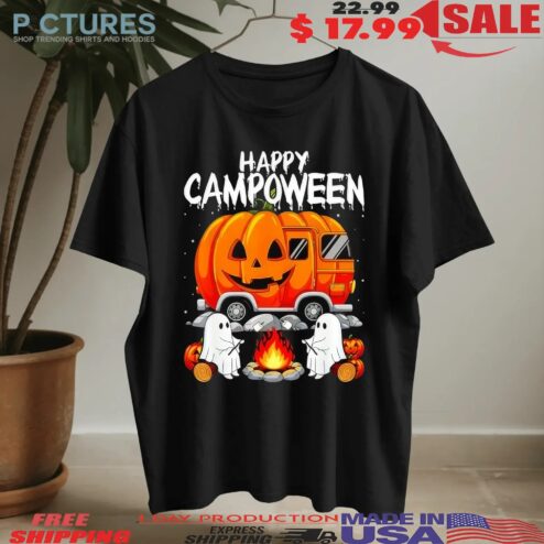 Ghost Camping Halloween Camp Life Pumpkin Car T Shirt