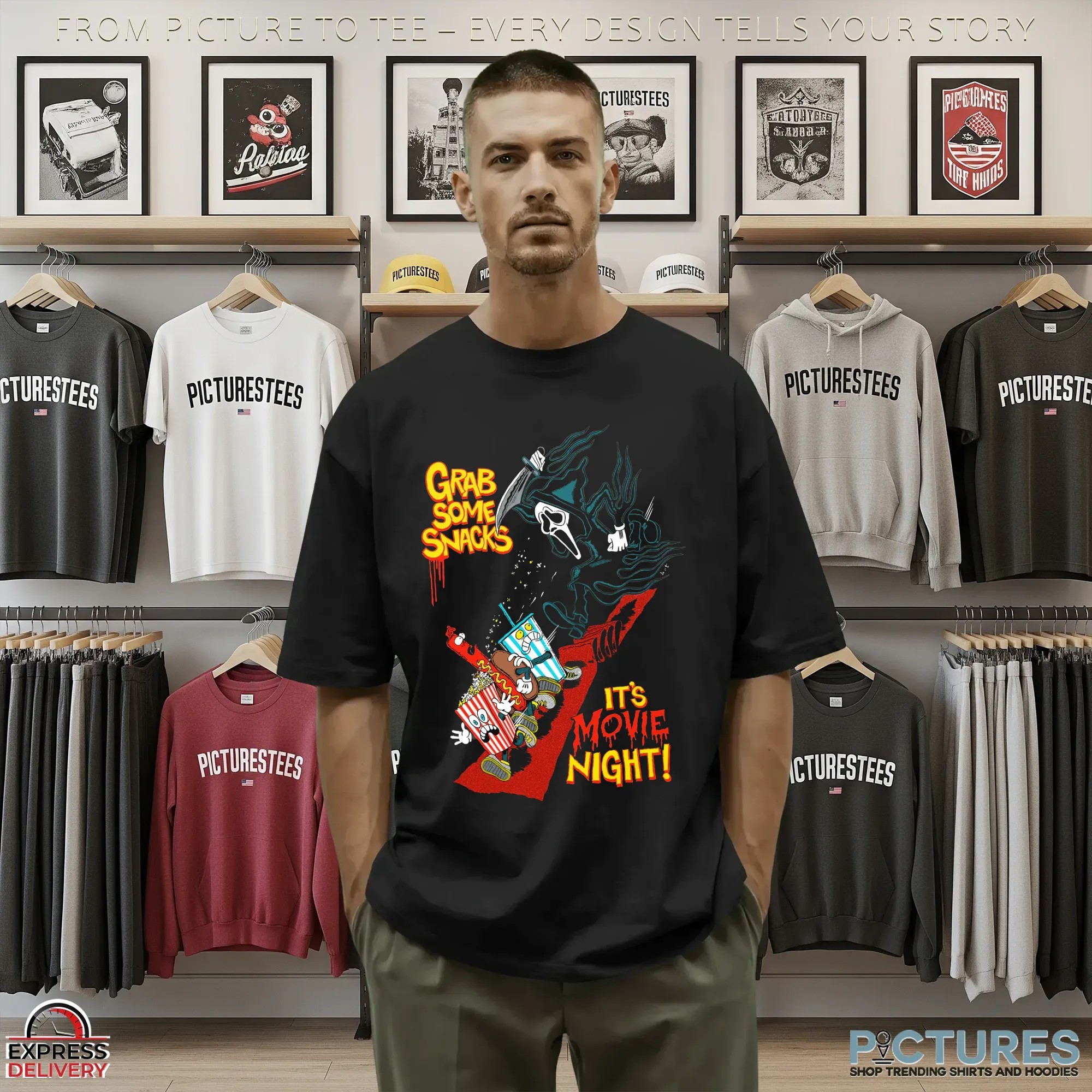 Ghost Face Grab Some Snacks It's The Movies Night Halloween T Shirt