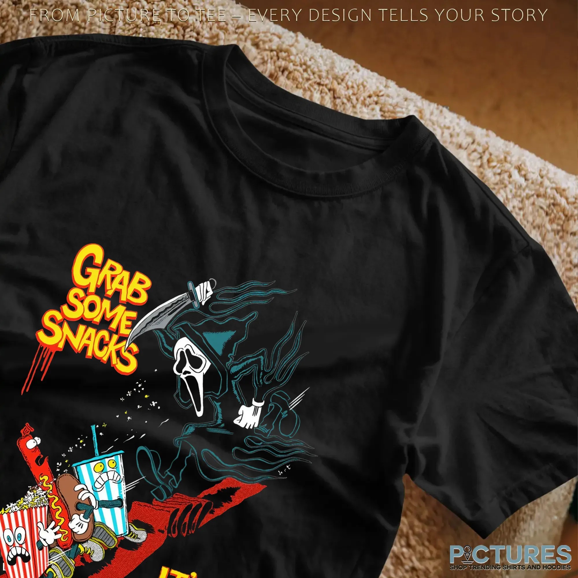 Ghost Face Grab Some Snacks It's The Movies Night Halloween T Shirt