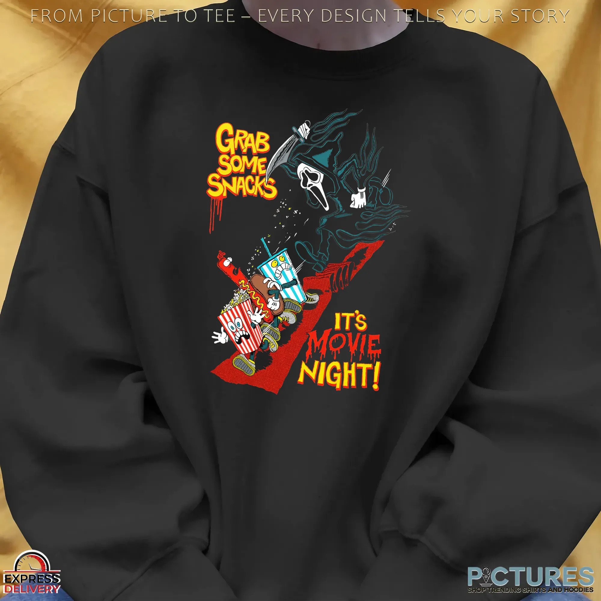 Ghost Face Grab Some Snacks It's The Movies Night Halloween T Shirt