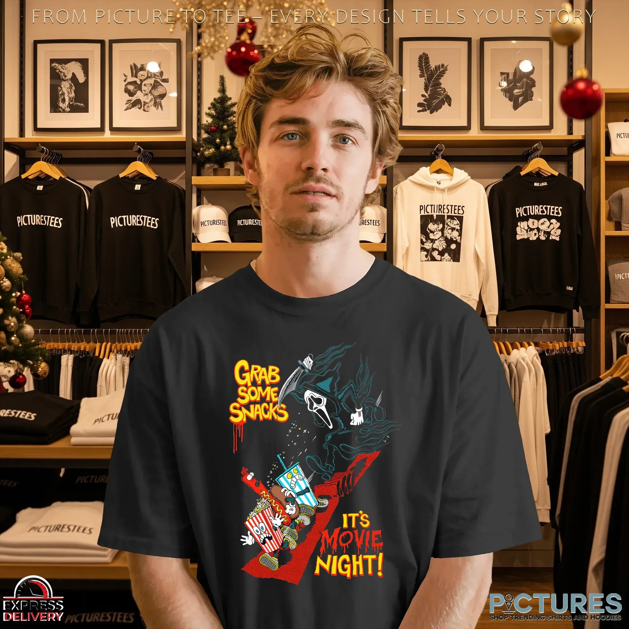 Ghost Face Grab Some Snacks It's The Movies Night Halloween T Shirt
