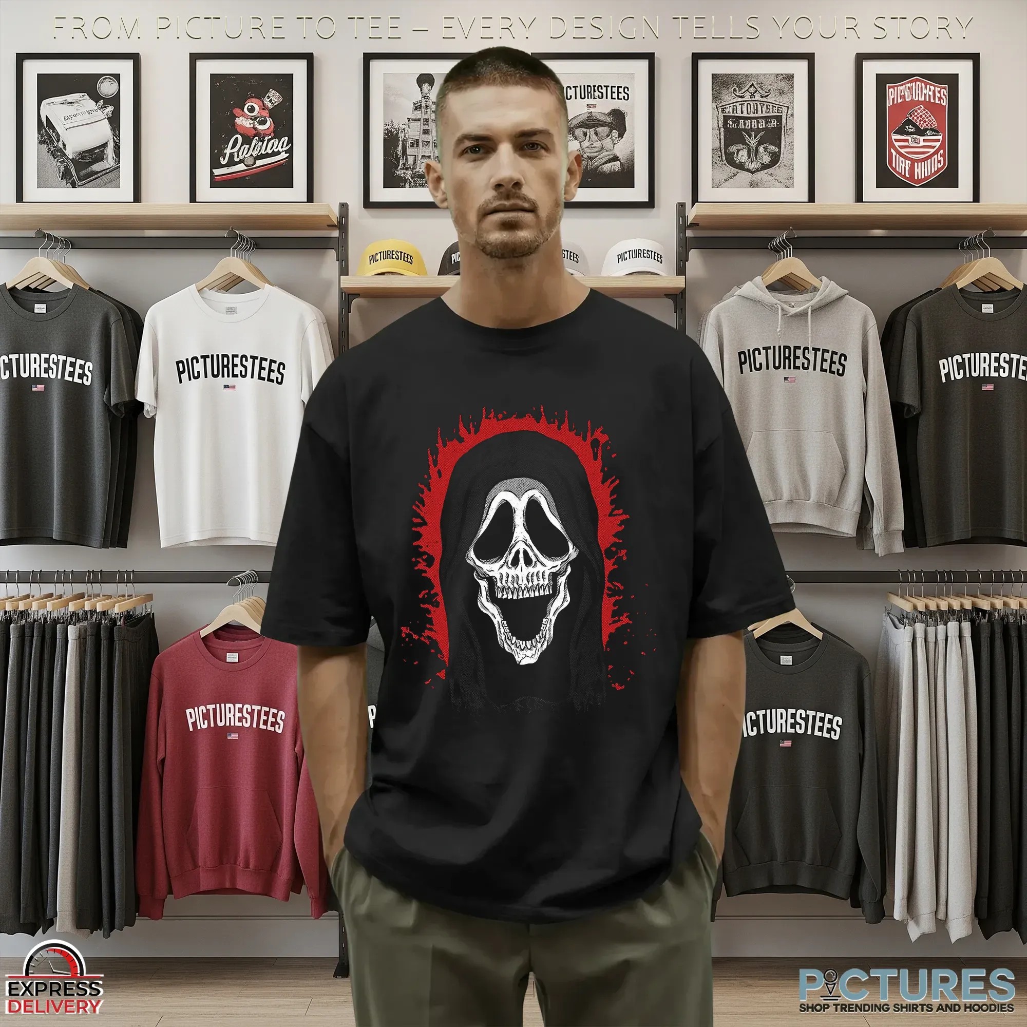 Ghost Face Skele-face Horror Halloween T Shirt