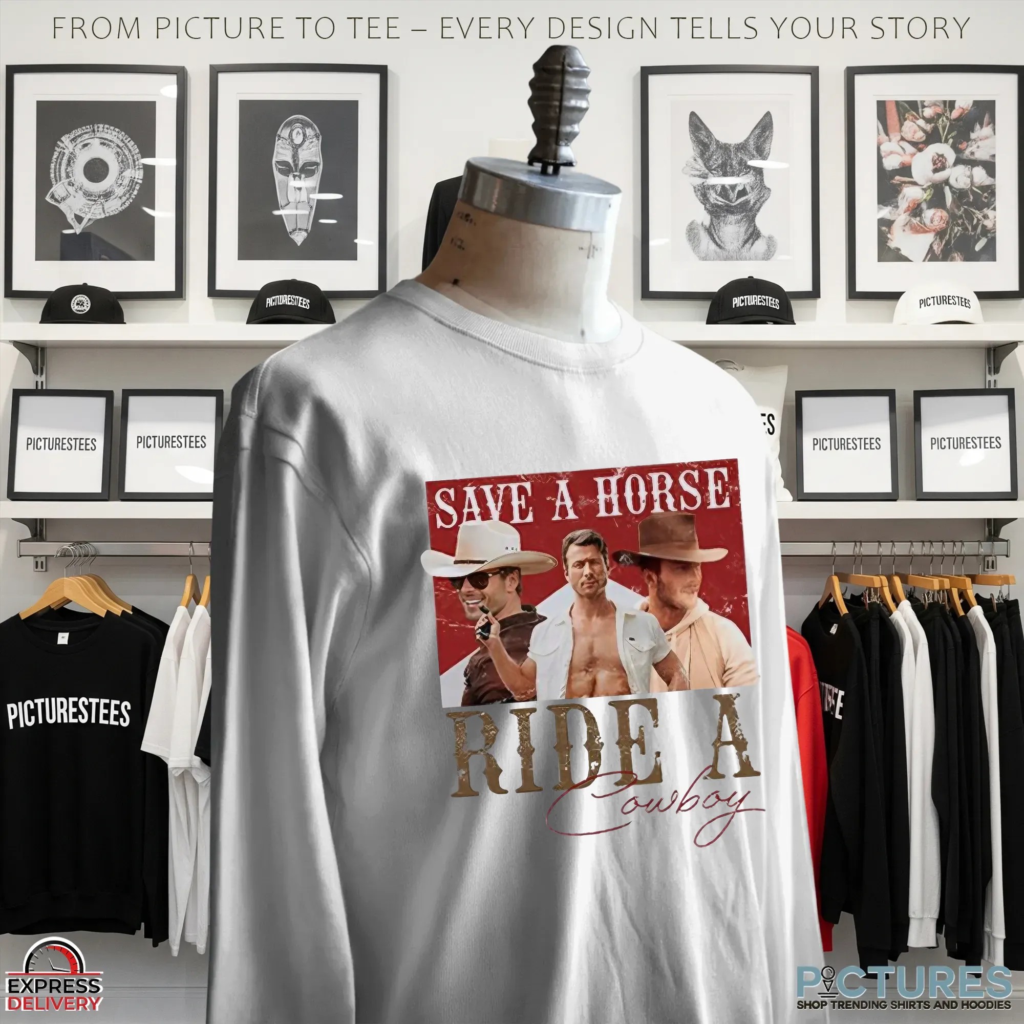 Glen Powell Save A Horse Ride A Cowboy Marlboro Parody T Shirt