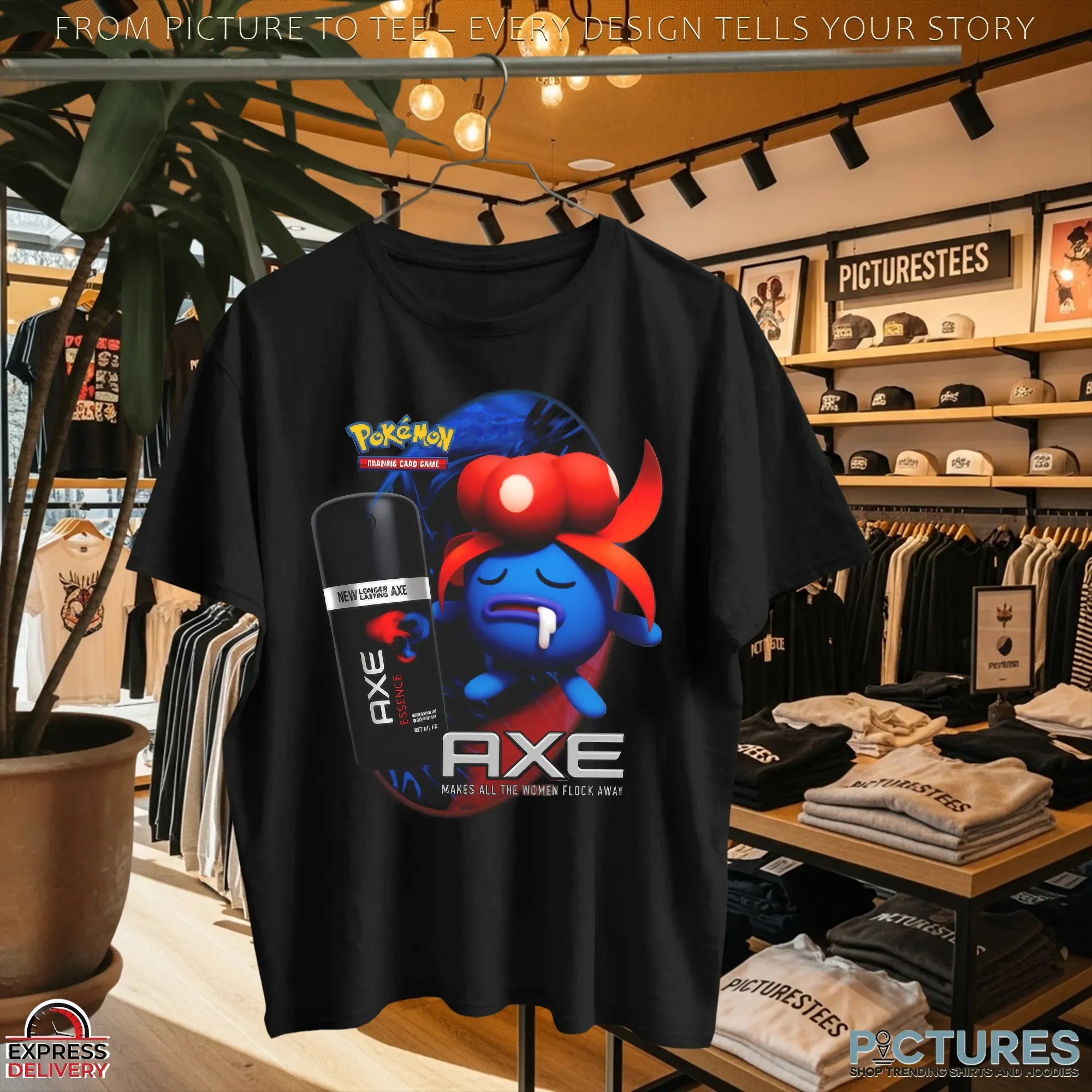 Gloom Pokémon Axe Body Spray Parody Retro Pokémon Trading Card Game T Shirt