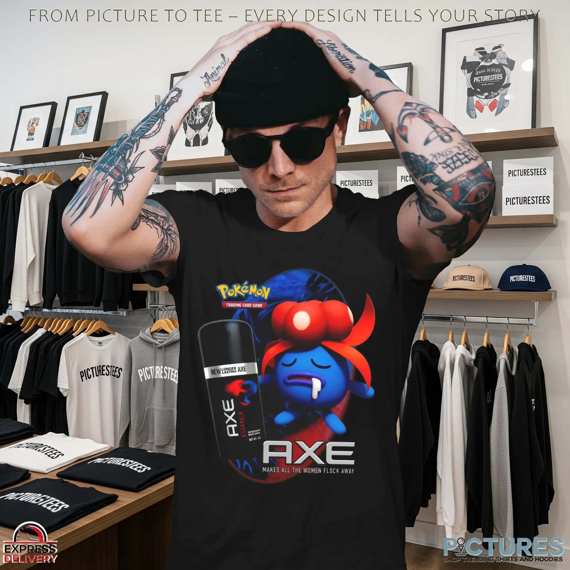 Gloom Pokémon Axe Body Spray Parody Retro Pokémon Trading Card Game T Shirt