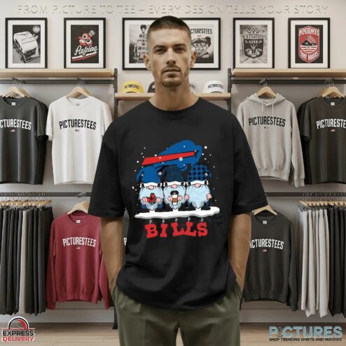 Gnomes Buffalo Bills Christmas Holiday NFL Football Fan Graphic T Shirt