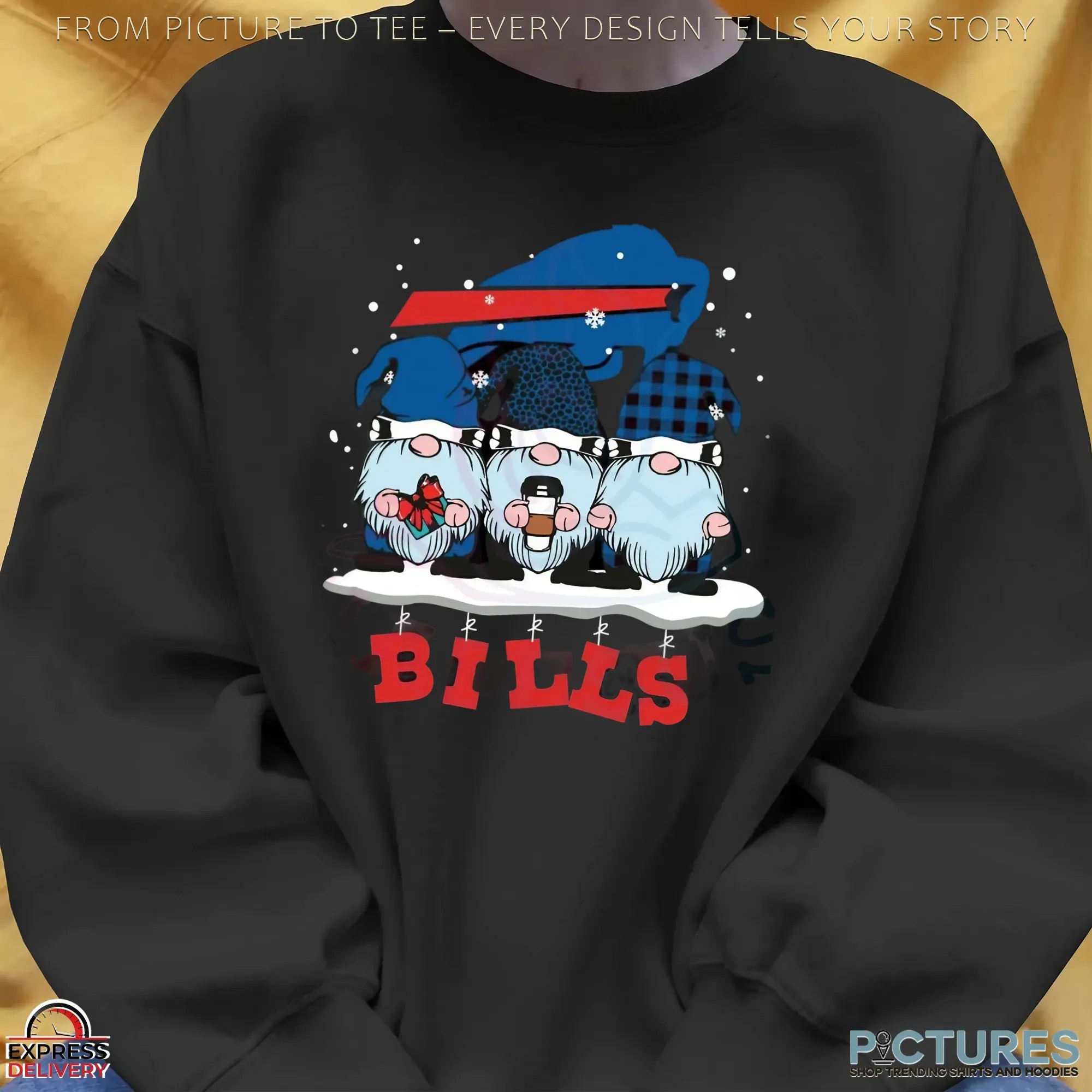 Gnomes Buffalo Bills Christmas Holiday NFL Football Fan Graphic T Shirt
