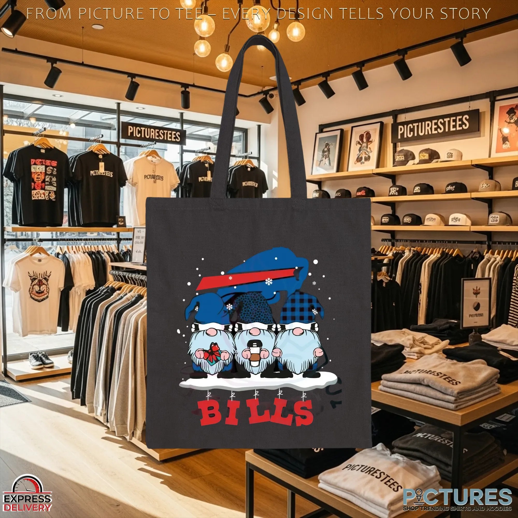 Gnomes Buffalo Bills Christmas Holiday NFL Football Fan Graphic T Shirt