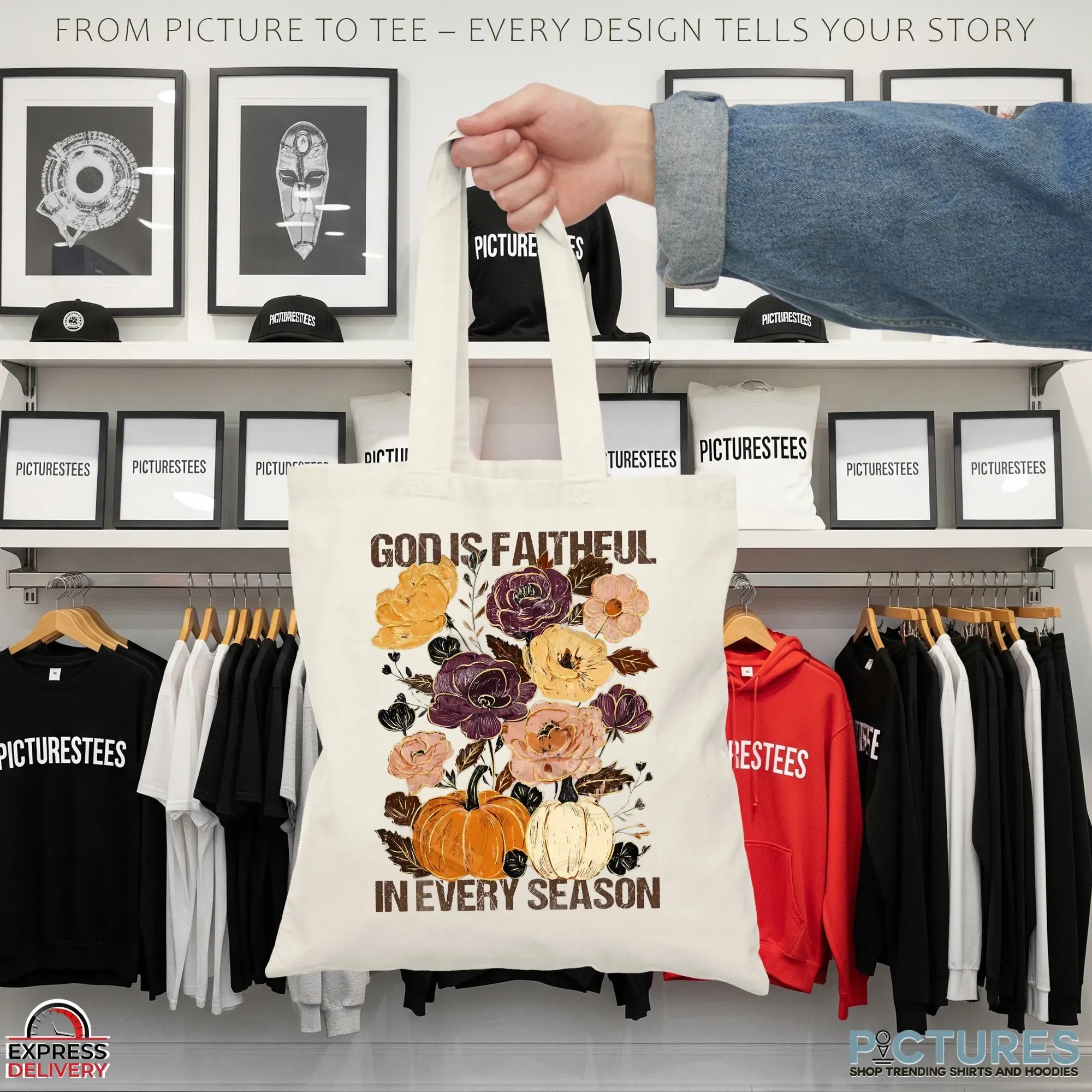 God Is Faithful In Every Season Autumn Pumpkin Floral Fall T Shirt