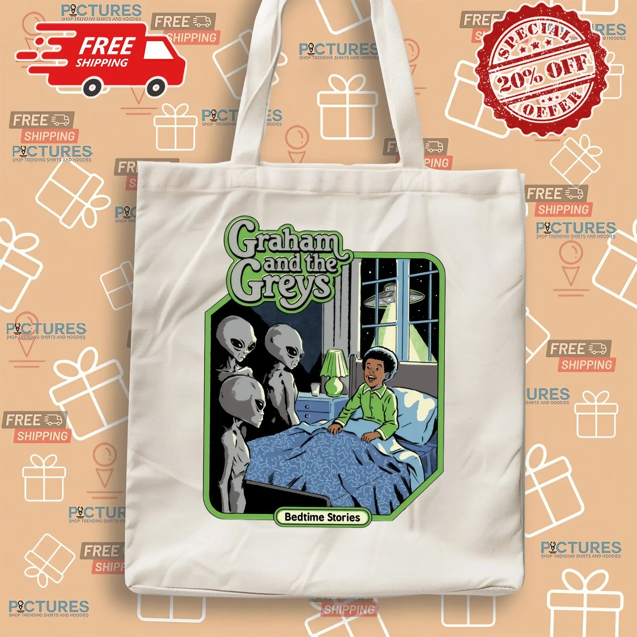 Graham And The Greys Bedtime Stories Alien Ufo Halloween Graphic T Shirt