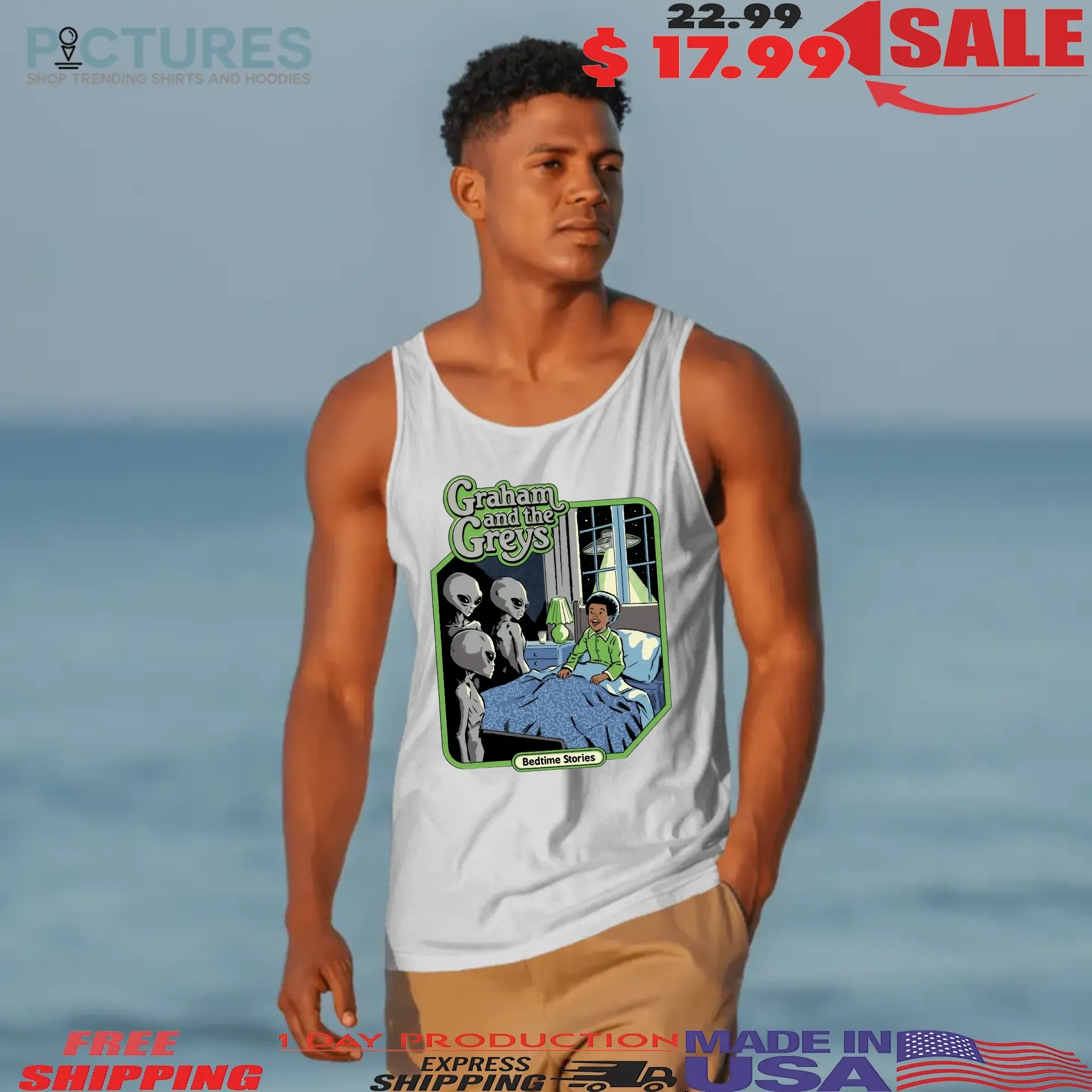 Graham And The Greys Bedtime Stories Alien Ufo Halloween Graphic T Shirt