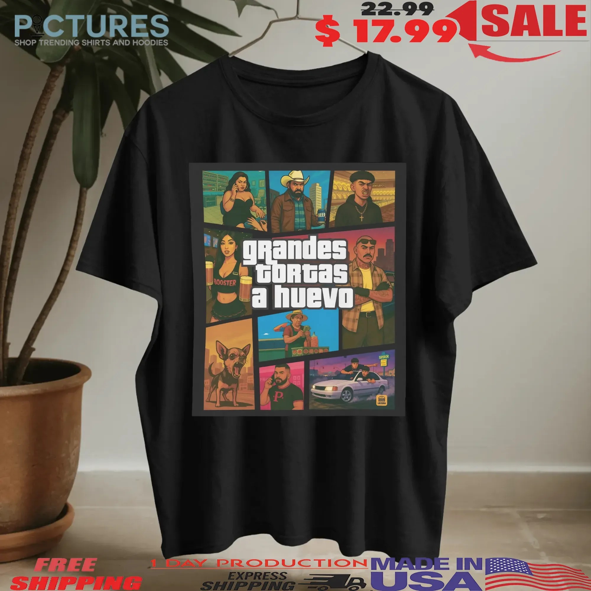 Grandes Tortas A Huevo GTA Graphic Parody T shirt