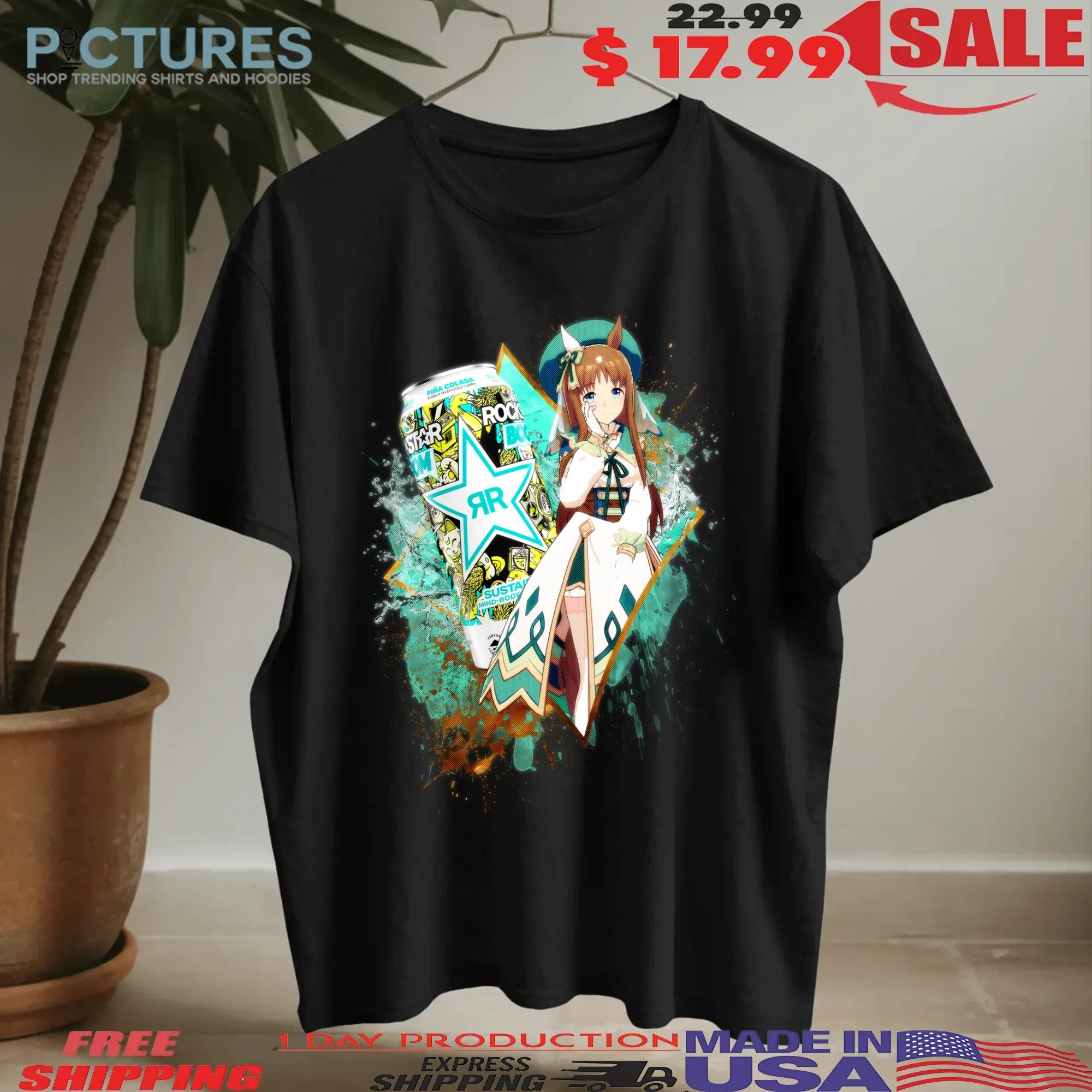 Grass Wonder Uma Musume Rockstar Energy Drink Boom Pina Colada Anime Mashup T Shirt