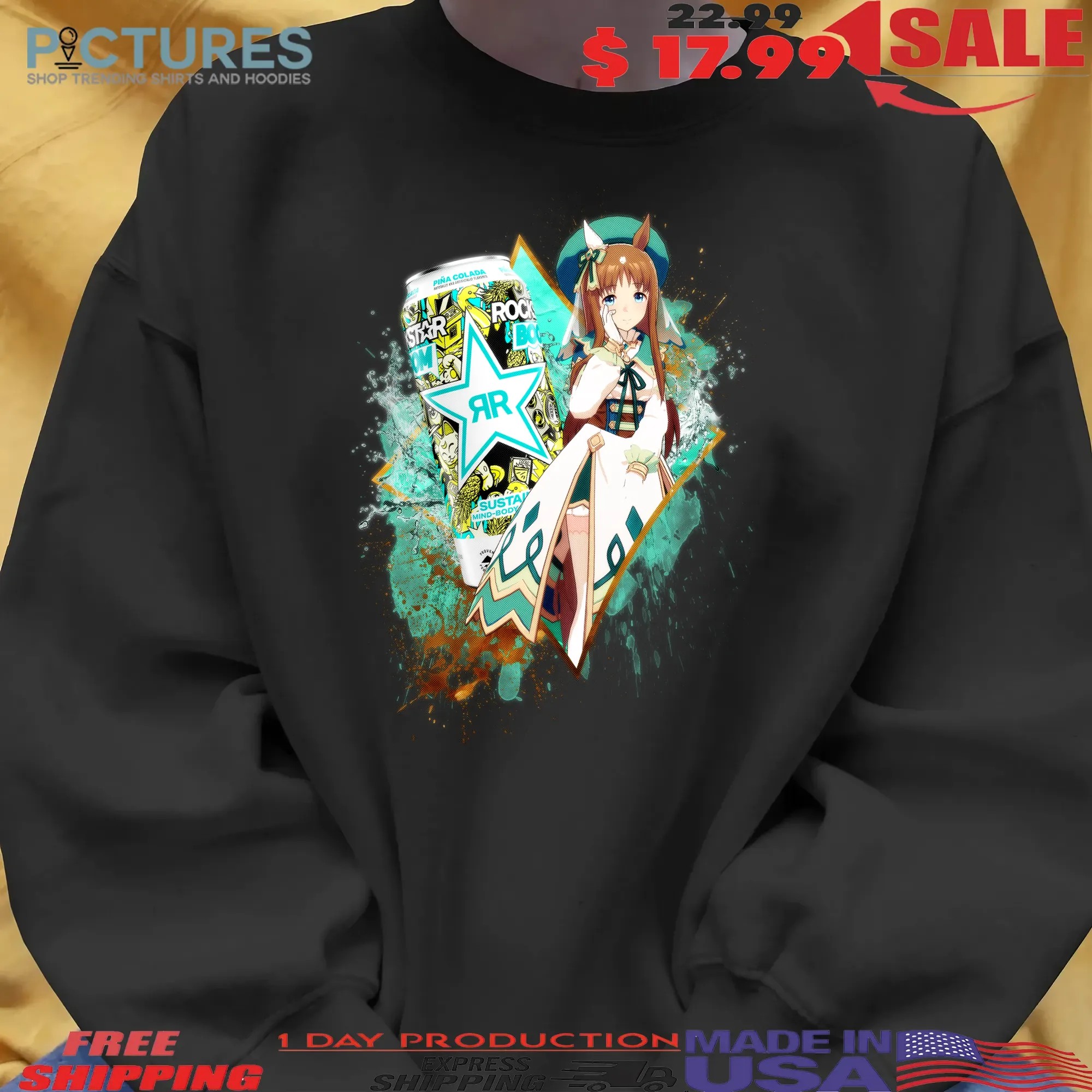 Grass Wonder Uma Musume Rockstar Energy Drink Boom Pina Colada Anime Mashup T Shirt