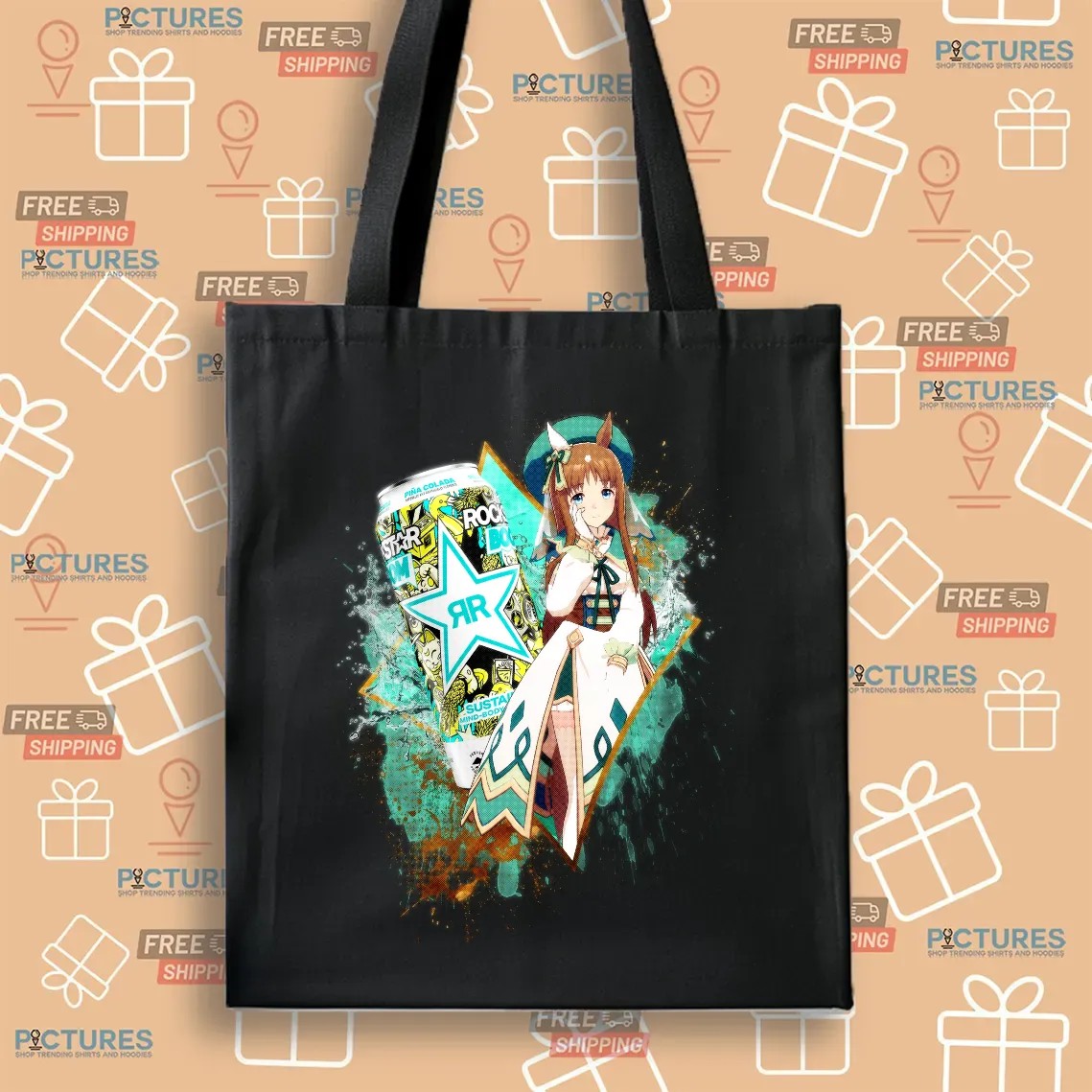 Grass Wonder Uma Musume Rockstar Energy Drink Boom Pina Colada Anime Mashup T Shirt